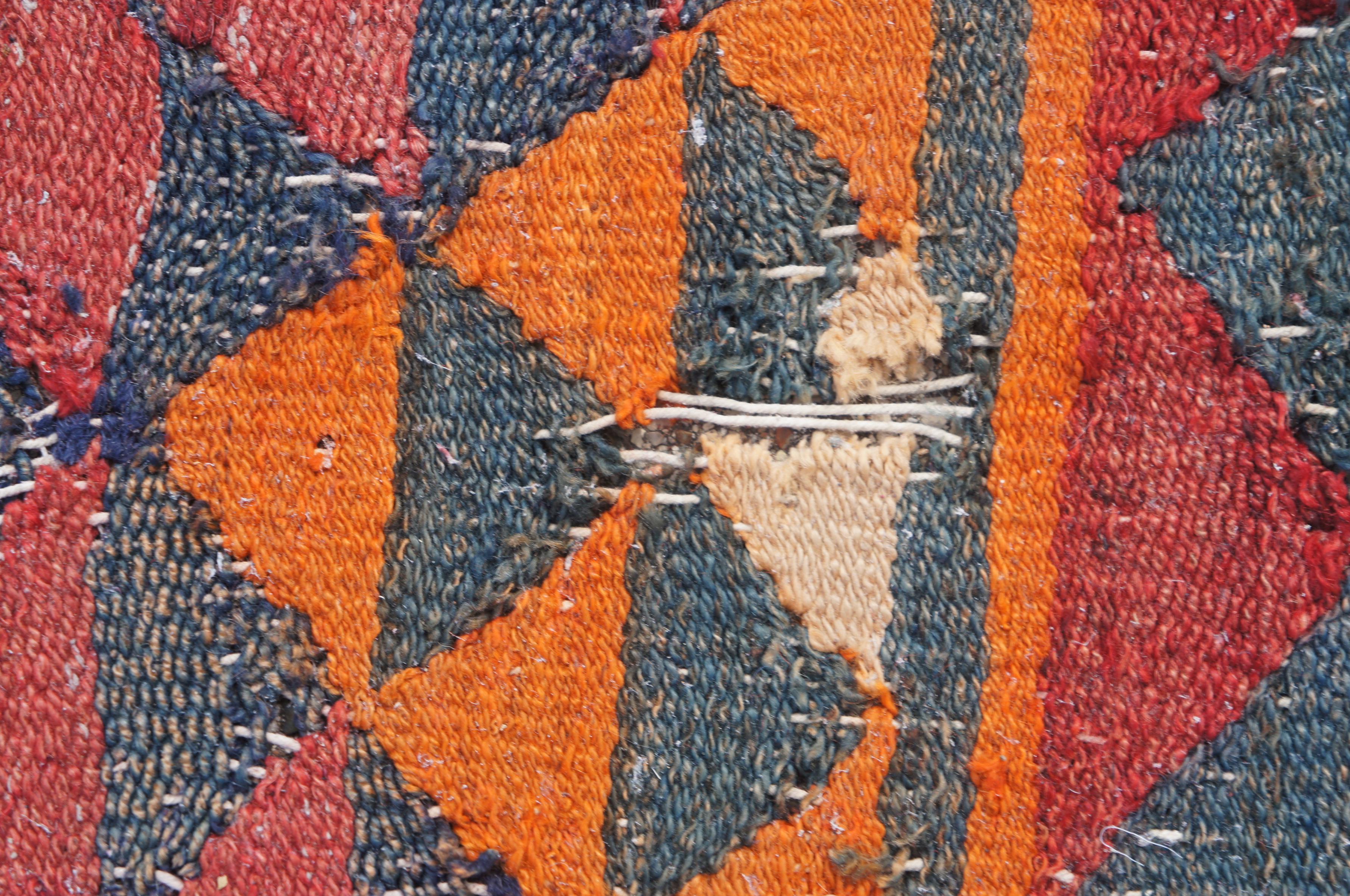 Vintage Turkish Flat Weave Oushak Bohemian Kilim Wool Area Rug Runner 5 x 8.5' For Sale 6