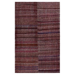 Vintage Paneled Kilim in Purple, Blue and Brown Stripe Patterns