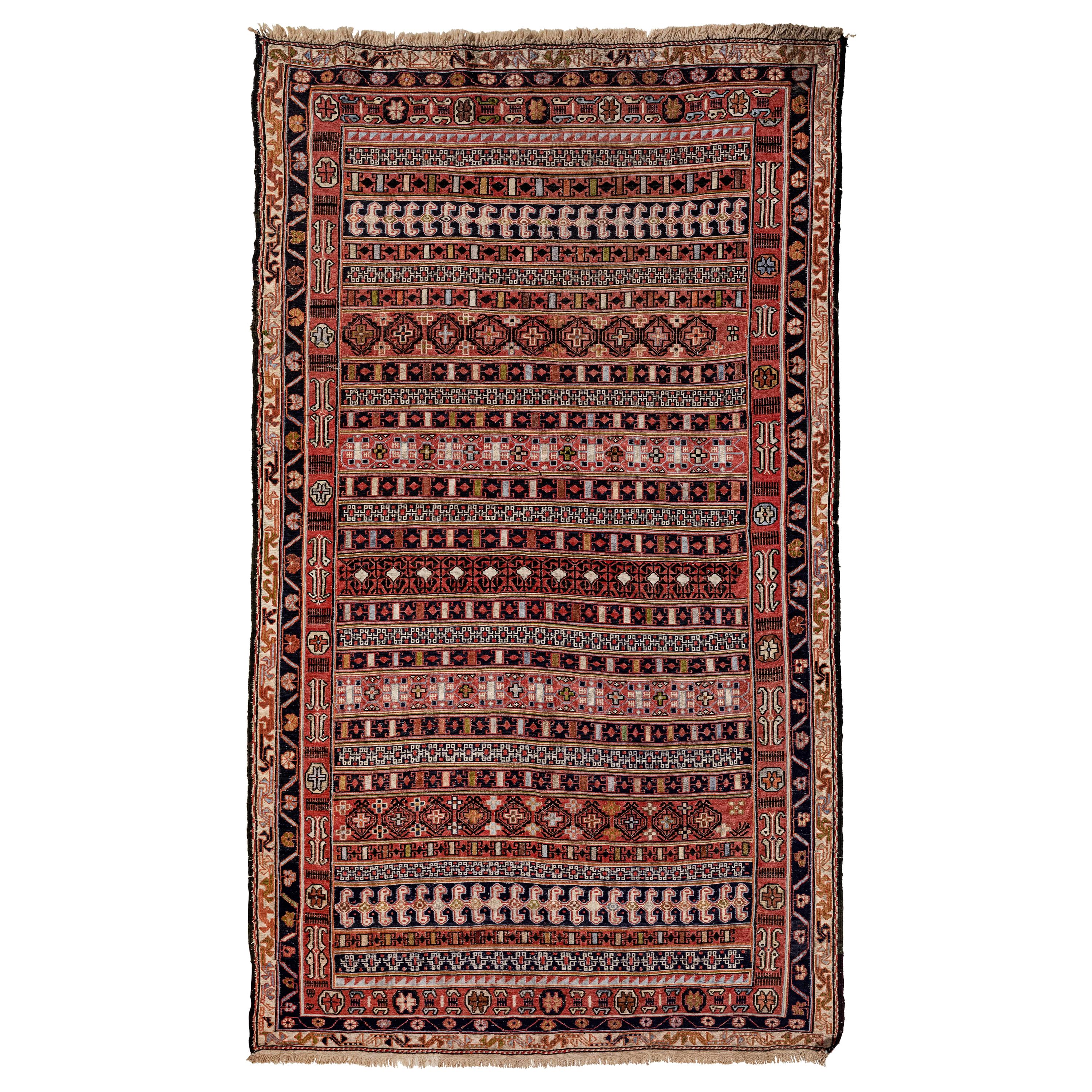 Vintage Turkish Flat-Weave RahRah Sumak Rug