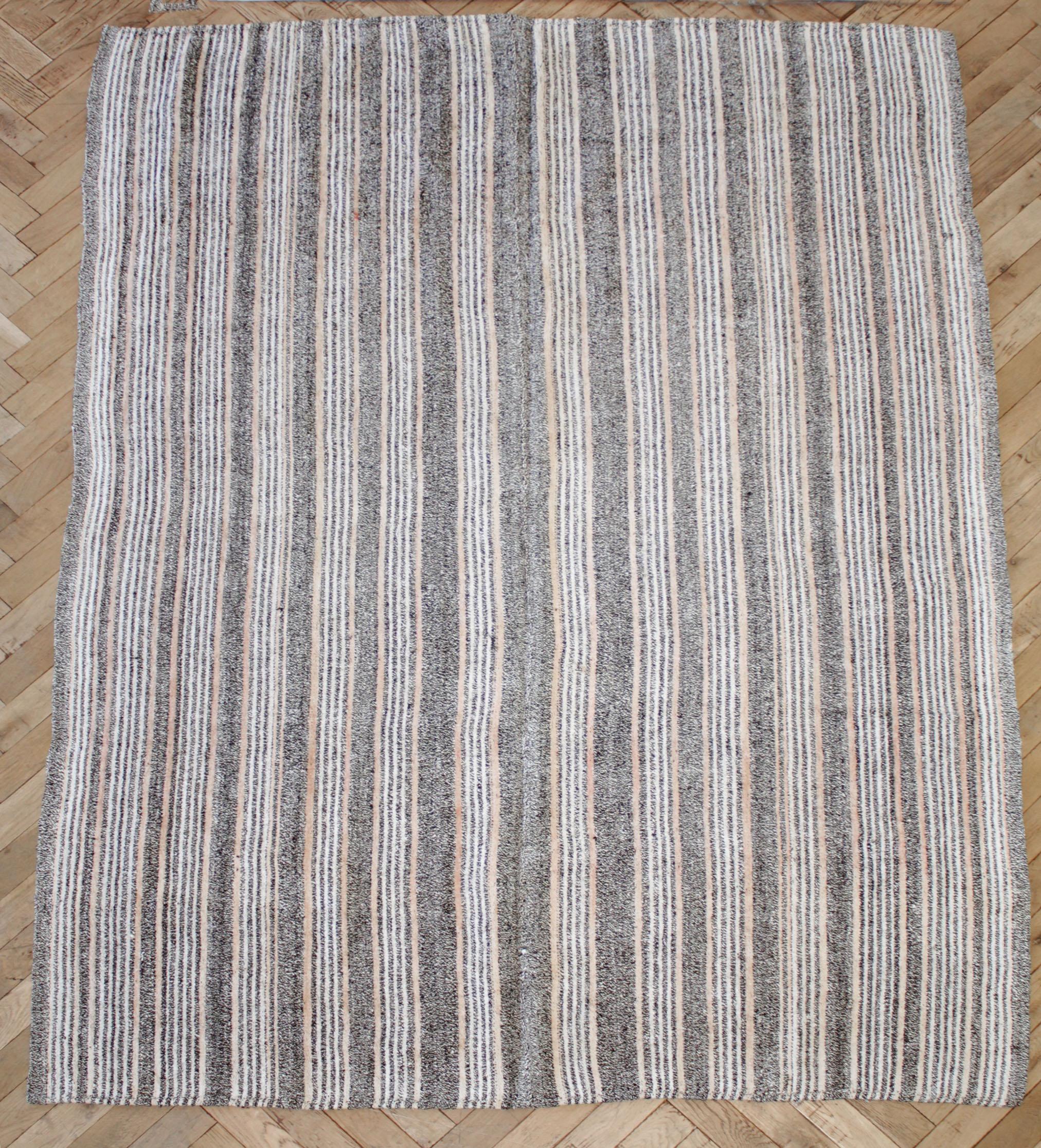 20th Century Vintage Turkish Flat-Weave Ramy Rug with Stripes