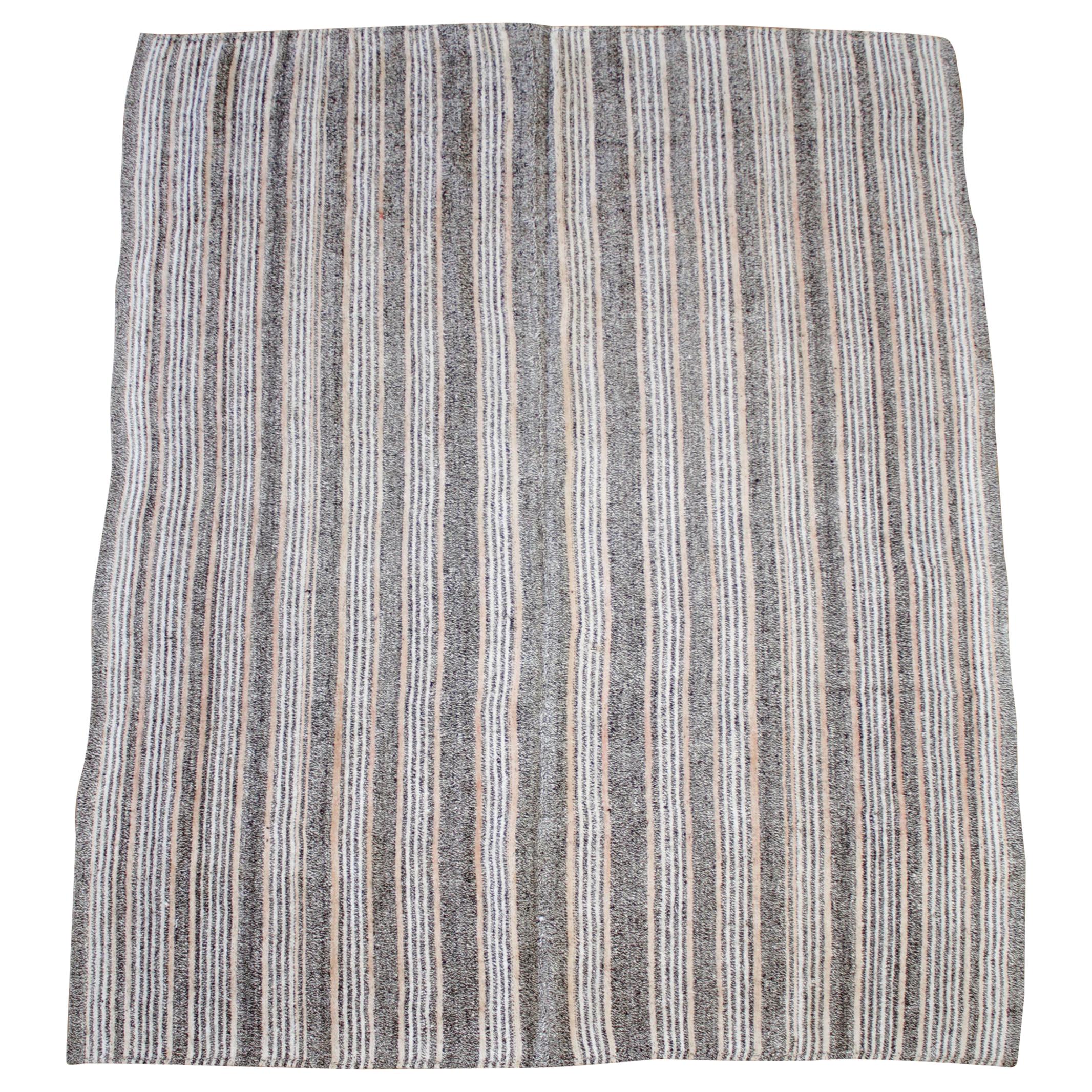 Vintage Turkish Flat-Weave Ramy Rug with Stripes