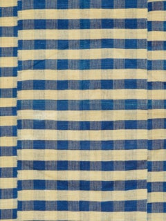Vintage Turkish Flat-Weave Plaid Accent Rug
