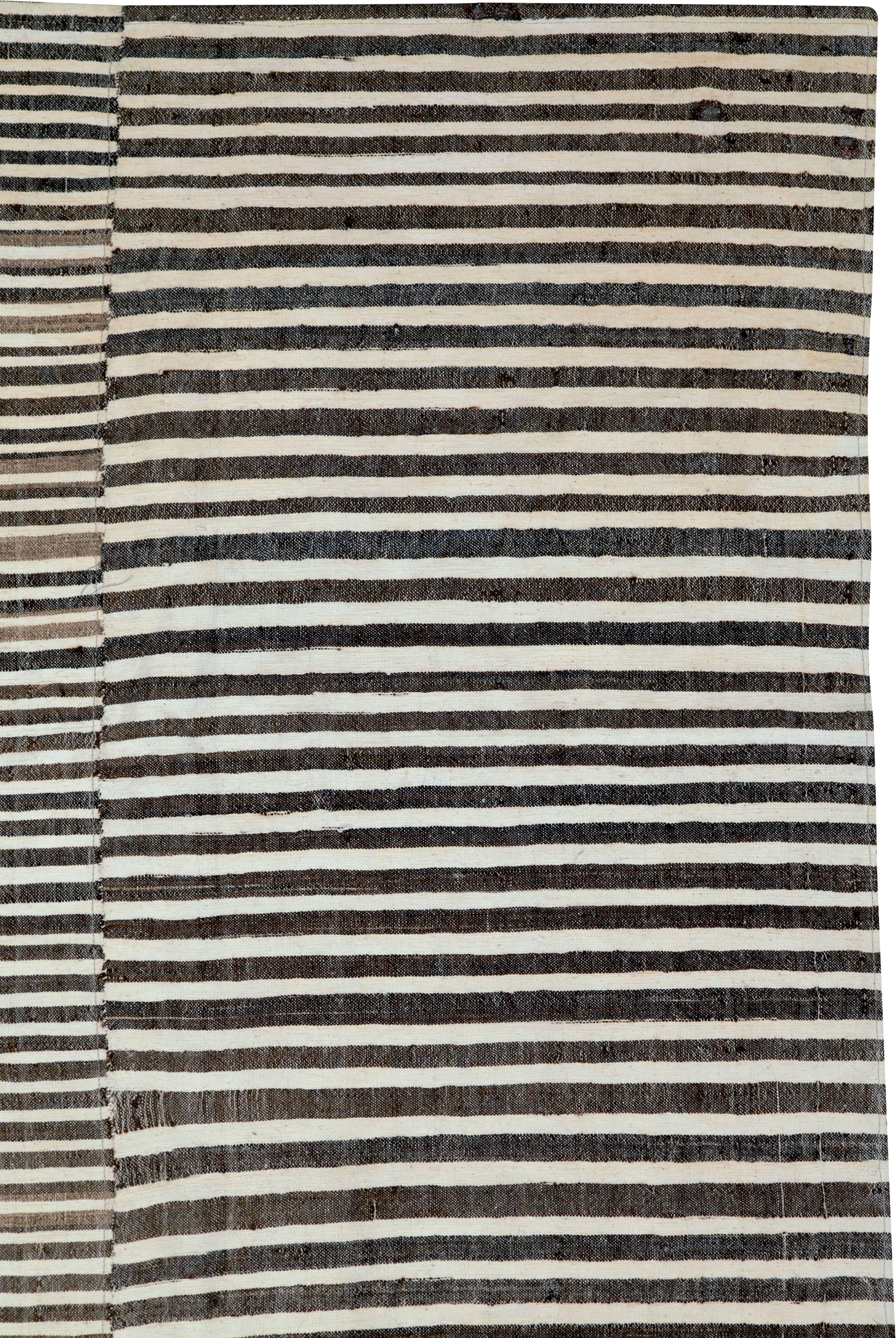 Hand-Woven Vintage Turkish Flat-Weave Rug