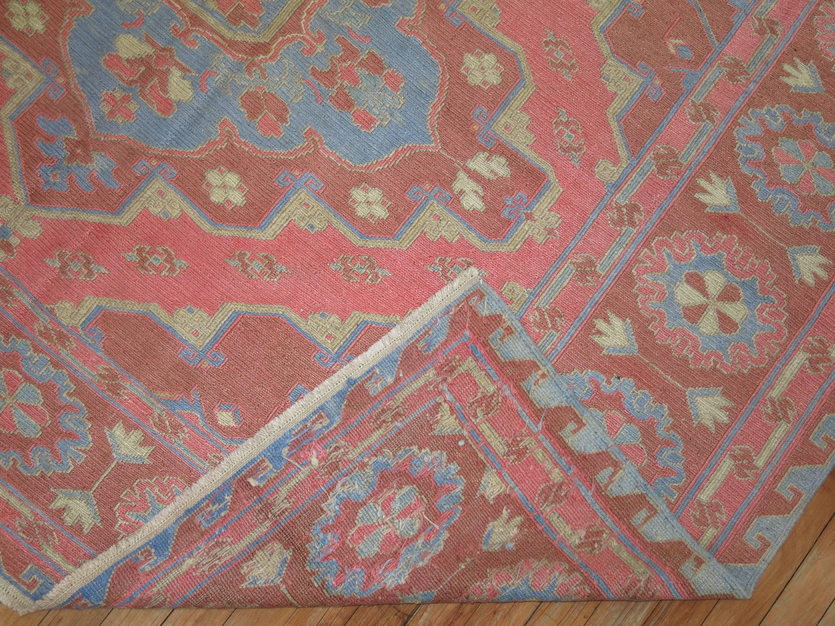 Hand-Knotted Pink Vintage Turkish Kilim Rug