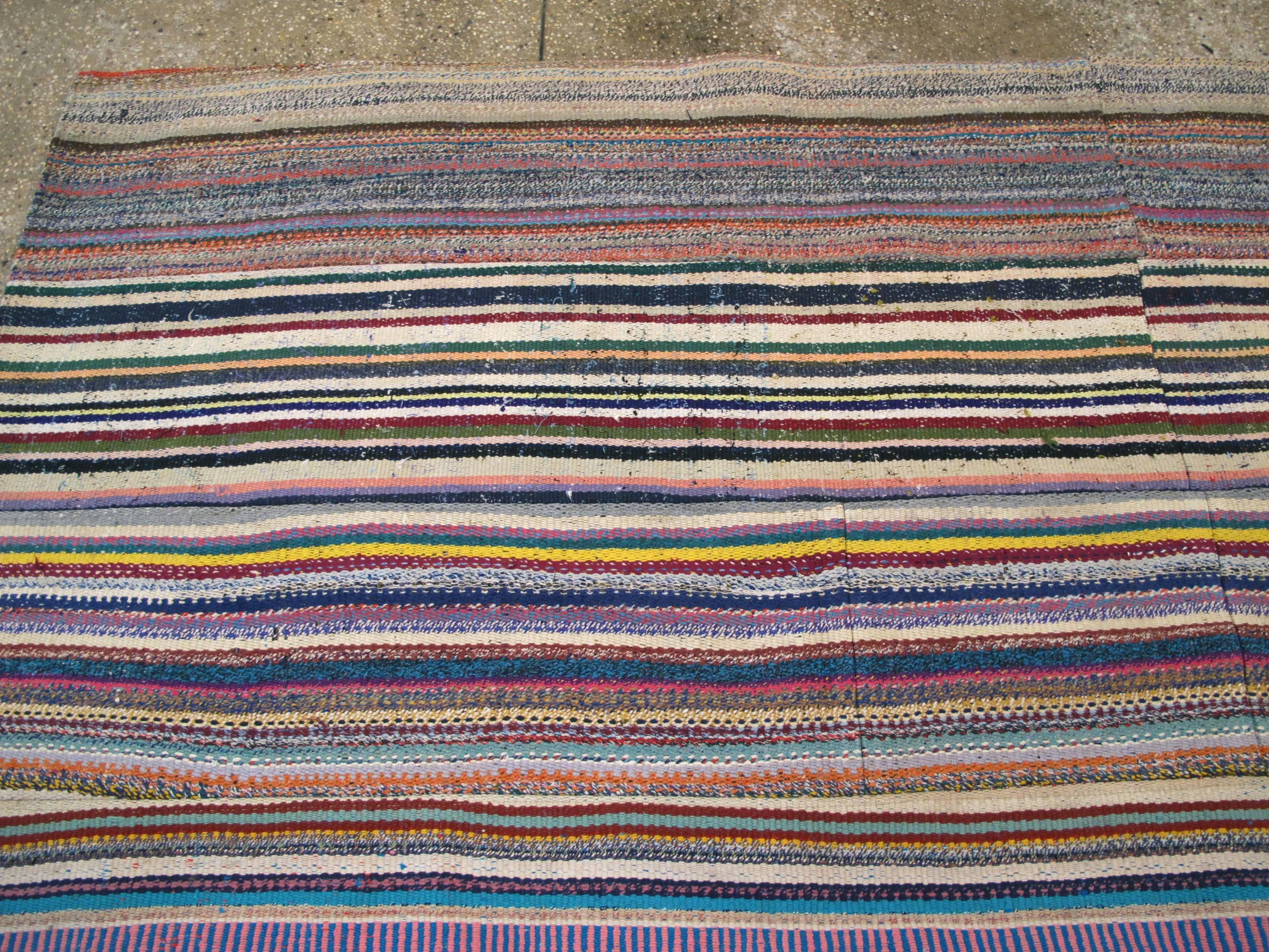 Wool Vintage Turkish Flat-Weave Rug