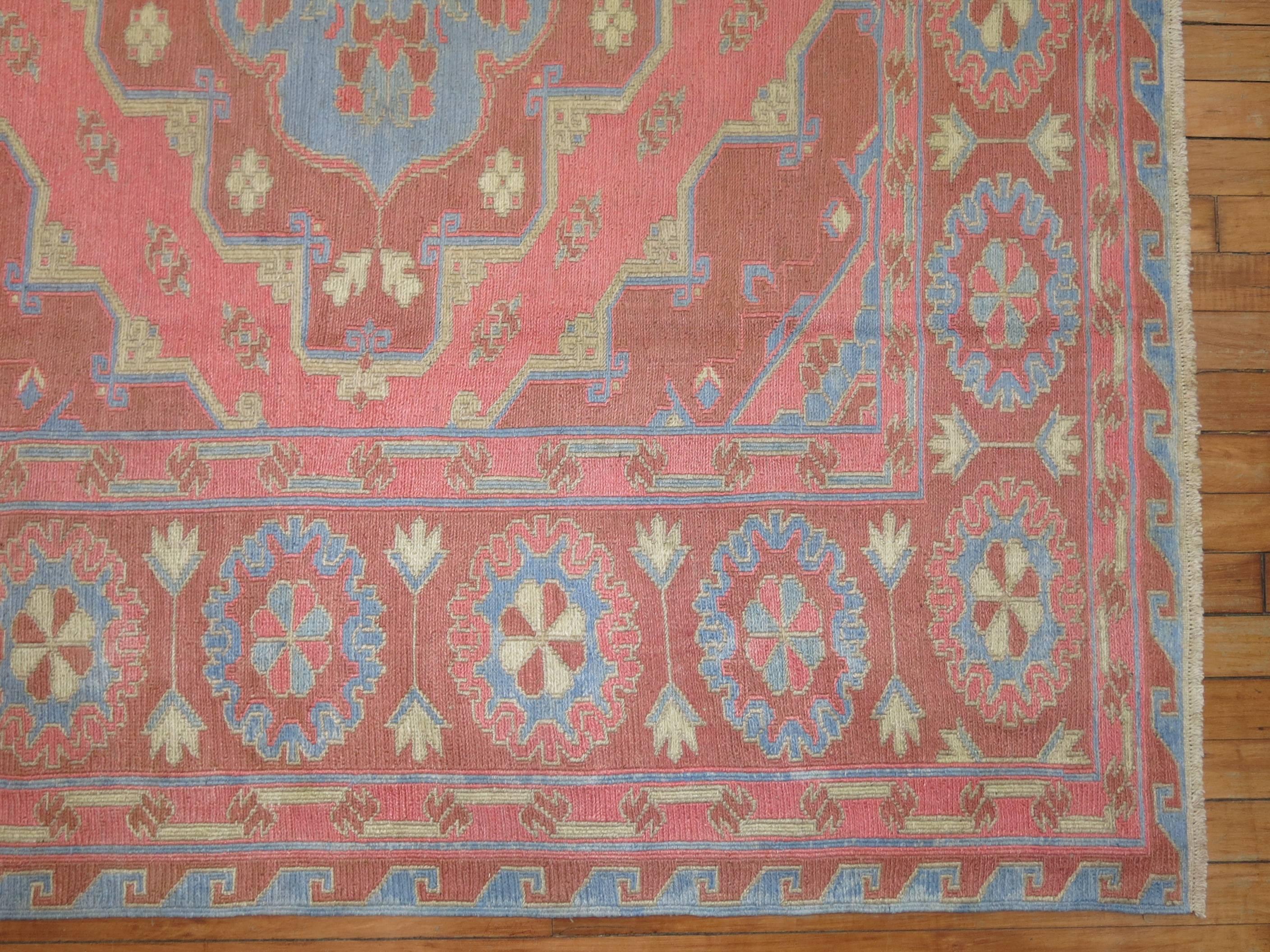 Cotton Pink Vintage Turkish Kilim Rug