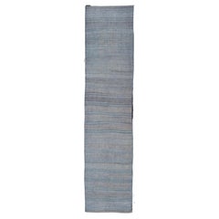 Runner turco vintage a trama piatta con disegno a righe  2'3 x 10'3