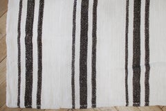 Vintage Turkish Flat-Weave Sam Rug in Oyster White with Brown Stripes