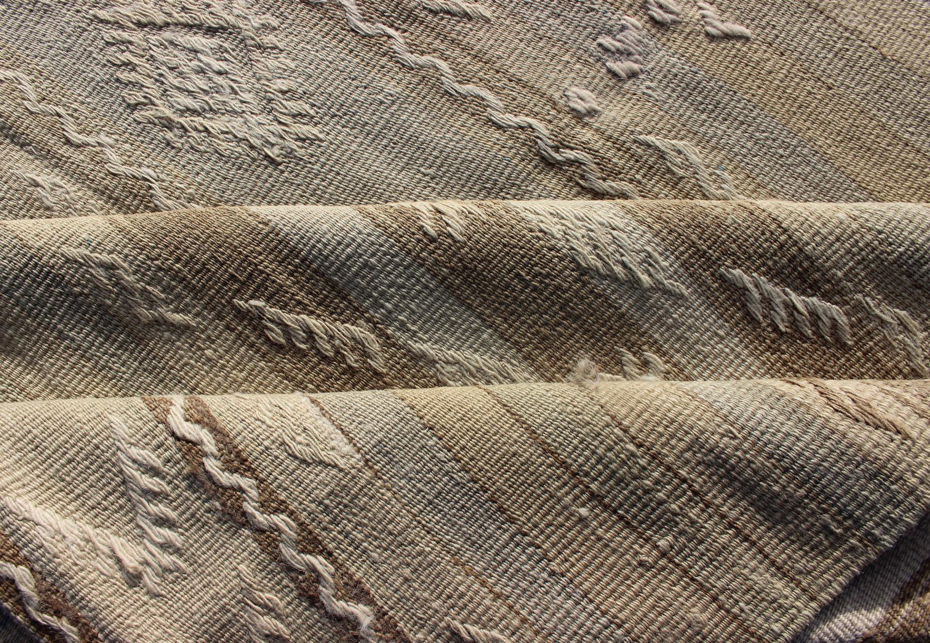 Türkischer Flachgewebe-Kilim:: gestreift:: in Taupefarben im Angebot 3