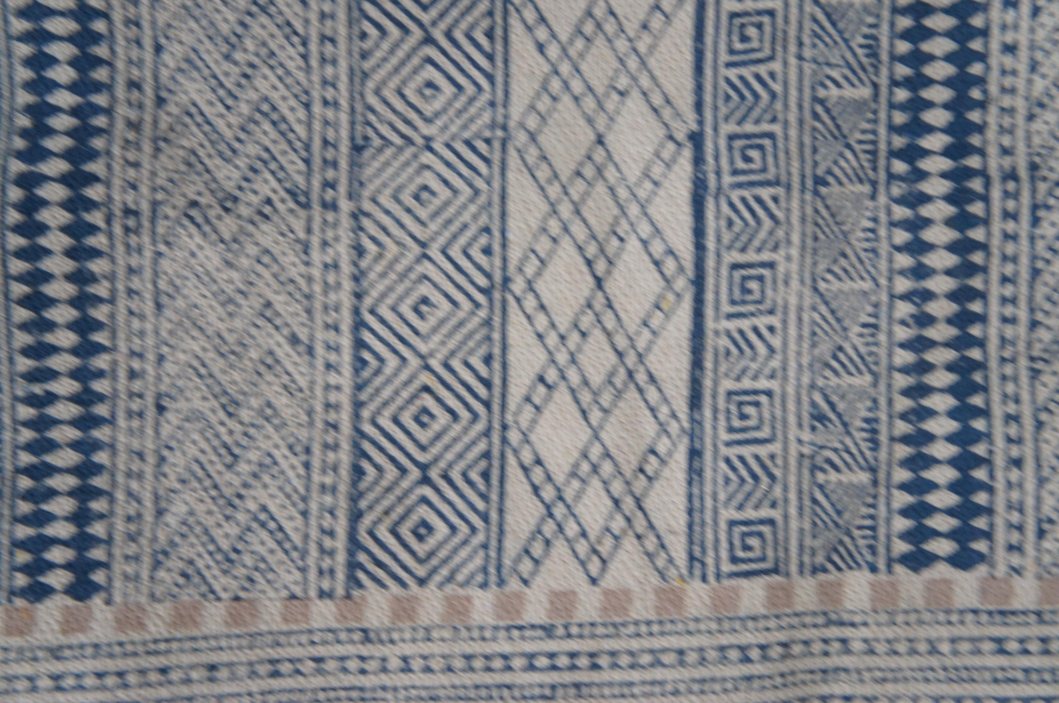 Vintage Turkish Flat Woven Modern Kilim Blue Area Rug Carpet Boho Chic For Sale 5