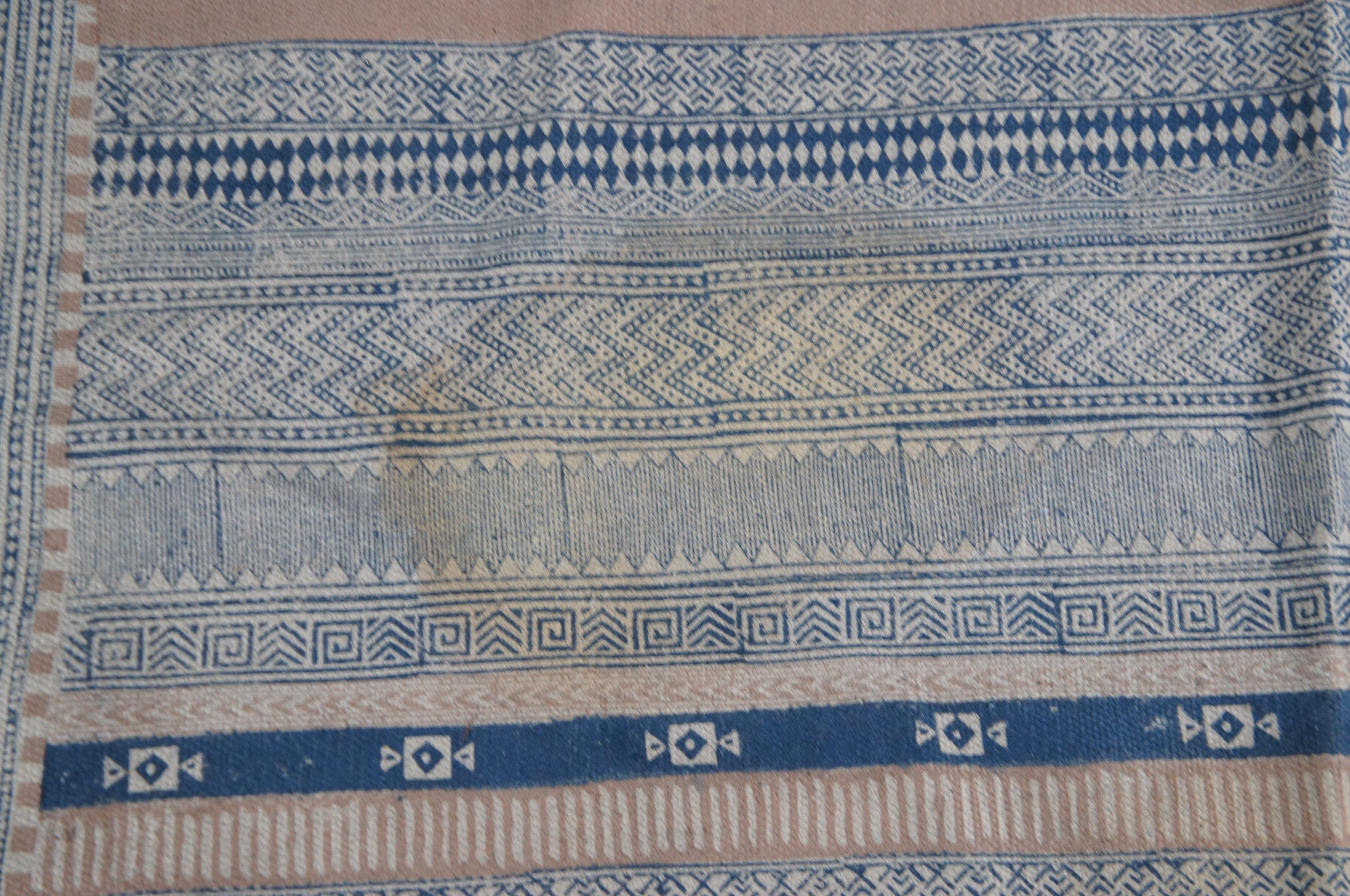 Wool Vintage Turkish Flat Woven Modern Kilim Blue Area Rug Carpet Boho Chic For Sale