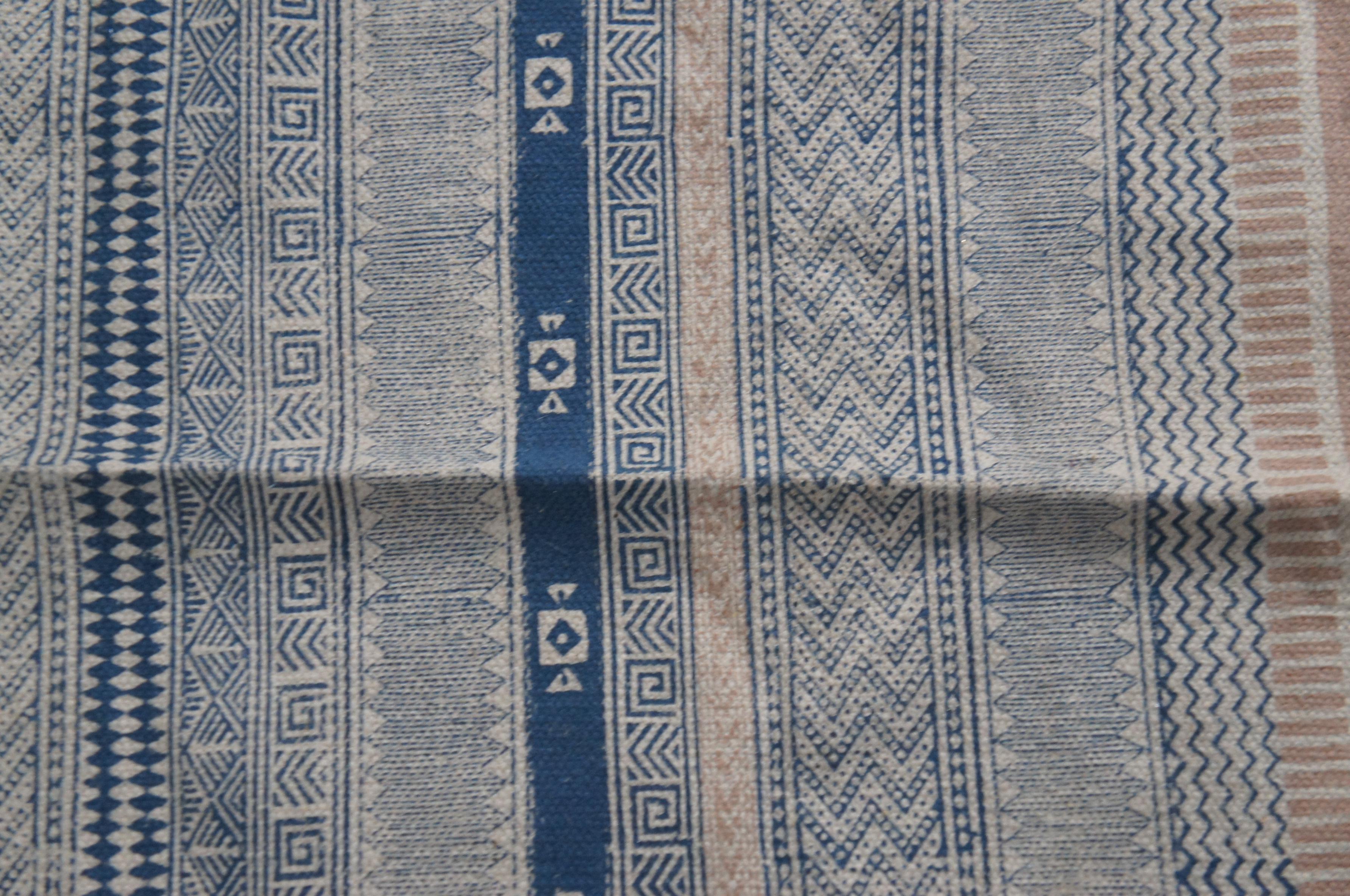 Vintage Turkish Flat Woven Modern Kilim Blue Area Rug Carpet Boho Chic For Sale 1