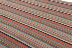 Vintage Turkish Flat-Woven Red and Pink Striped Pattern by Rug & Kilim