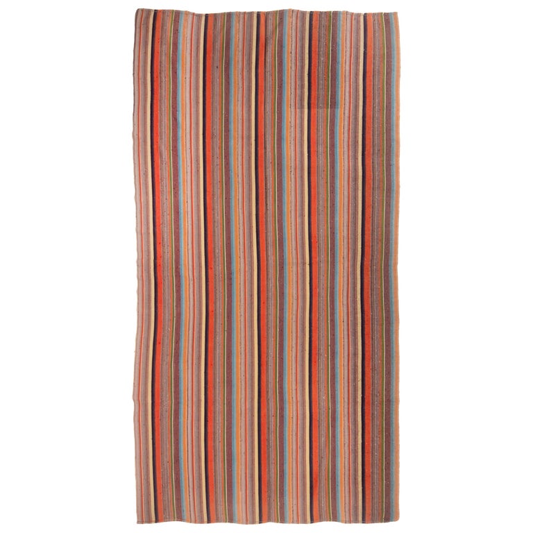 Vintage Turkish Flat-Woven Red and Pink Striped Pattern by Rug and ...