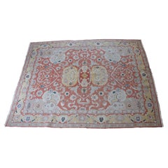 Vintage Turkish Flatweave Kilim Geometric Wool Area Rug Pink Carpet 8 x 10'