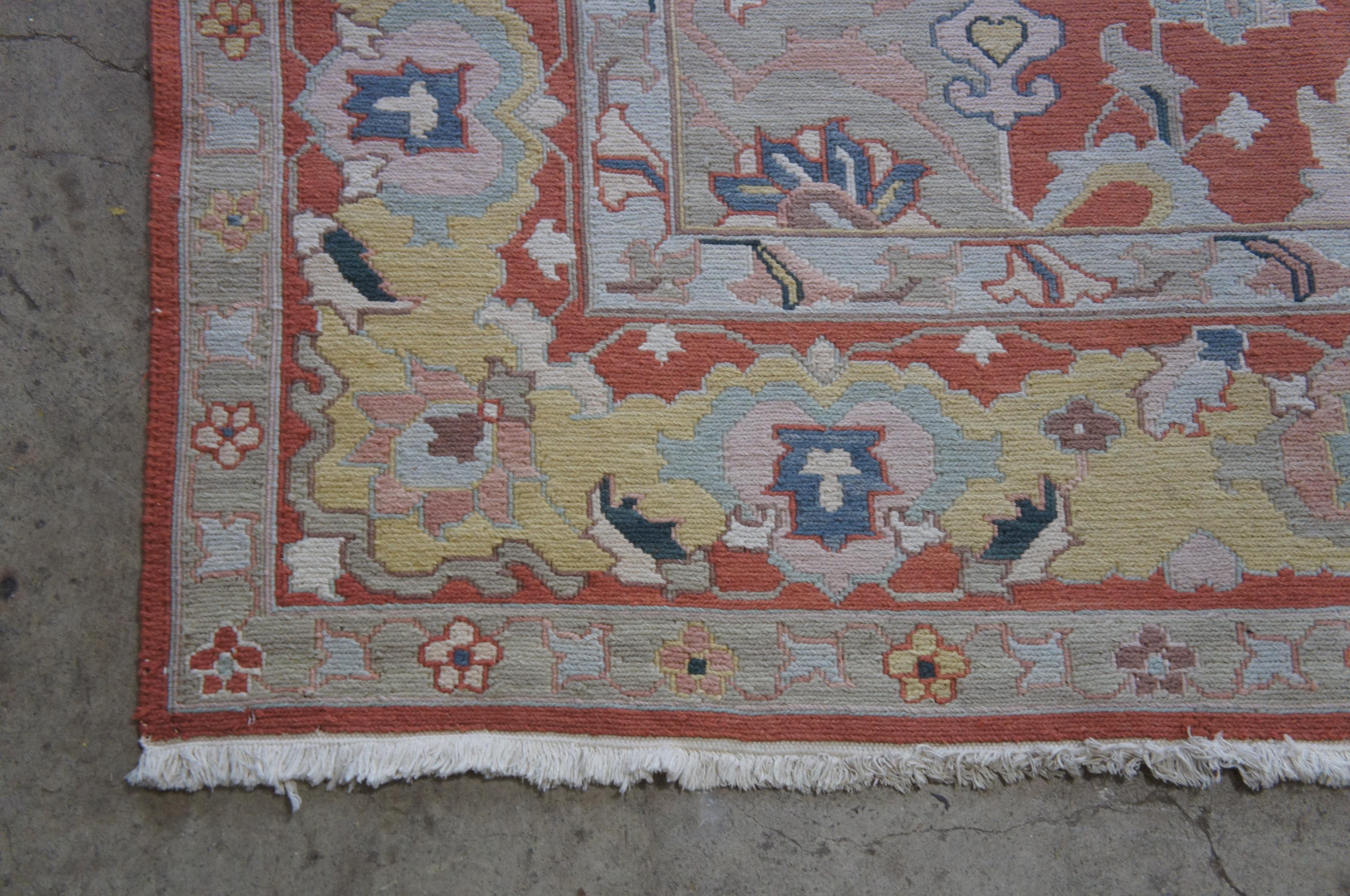 Vintage Turkish Flatweave Kilim Geometric Wool Area Rug Pink Carpet 8 x 10' (Tapis turc à tissage plat) Bon état - En vente à Dayton, OH