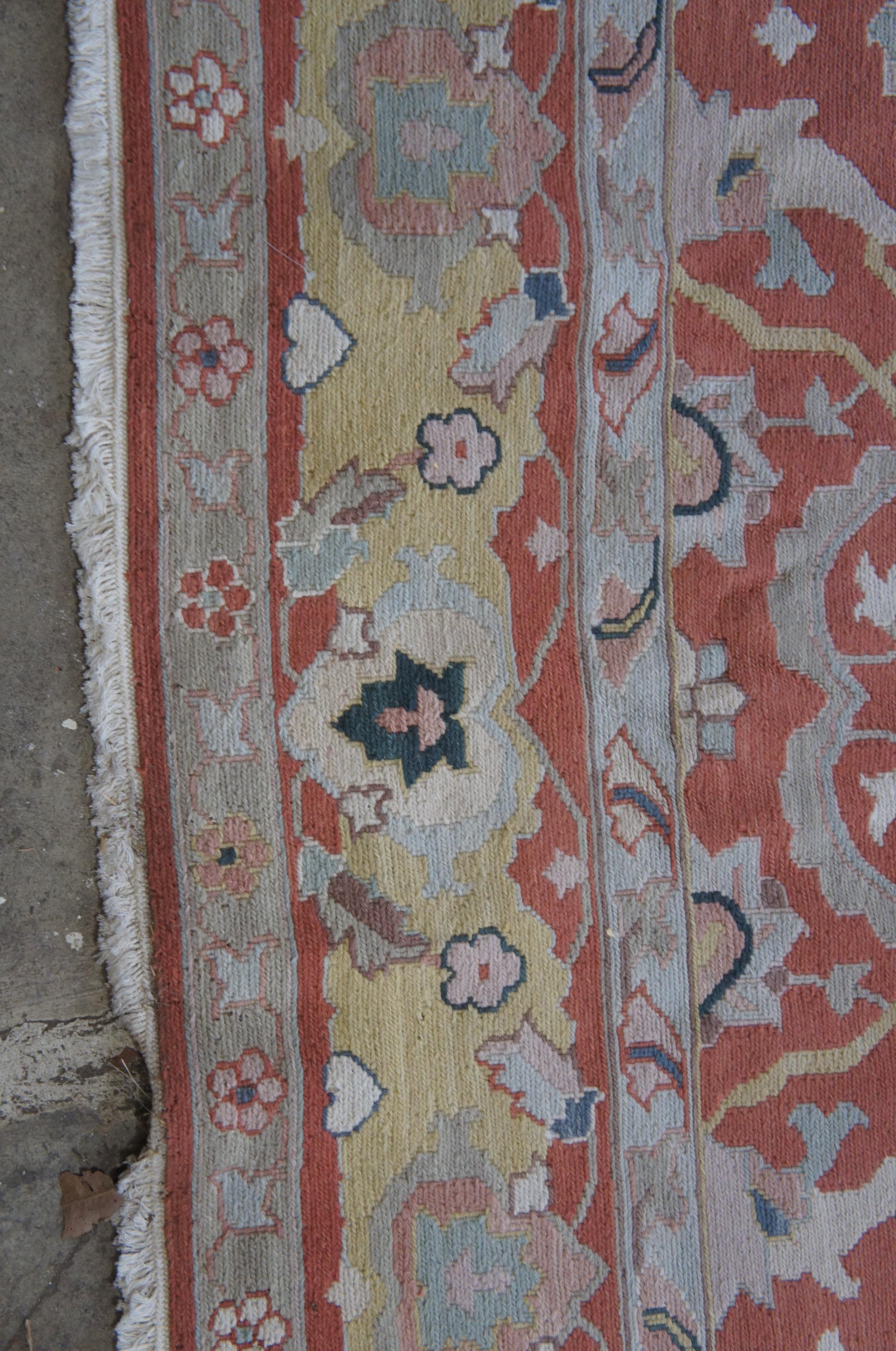 20ième siècle Vintage Turkish Flatweave Kilim Geometric Wool Area Rug Pink Carpet 8 x 10' (Tapis turc à tissage plat) en vente