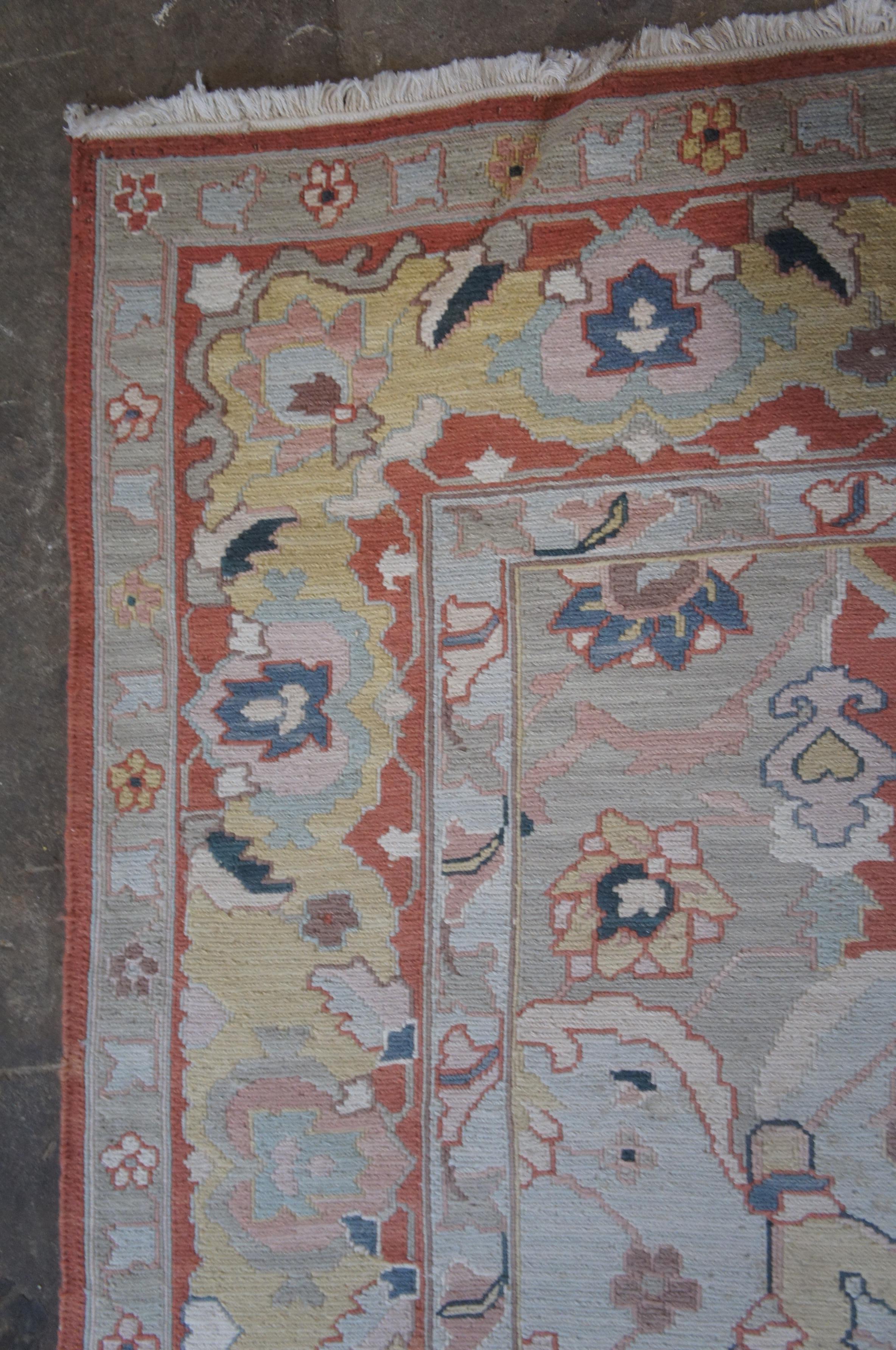 Vintage Turkish Flatweave Kilim Geometric Wool Area Rug Pink Carpet 8 x 10' (Tapis turc à tissage plat) en vente 2