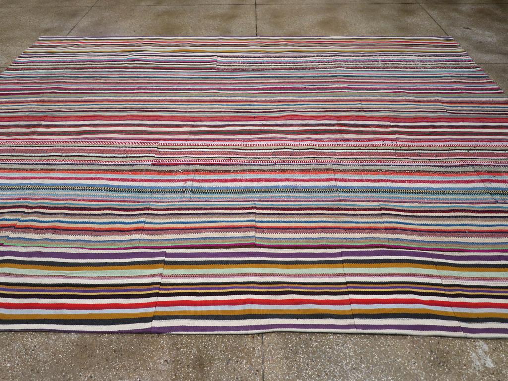 Tessuto a mano Tappeto turco d'epoca a trama piatta Kilim per la stanza in vendita