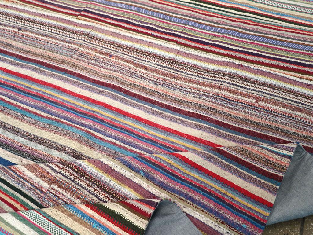 Vintage Turkish Flatweave Kilim Room Size Carpet For Sale 1