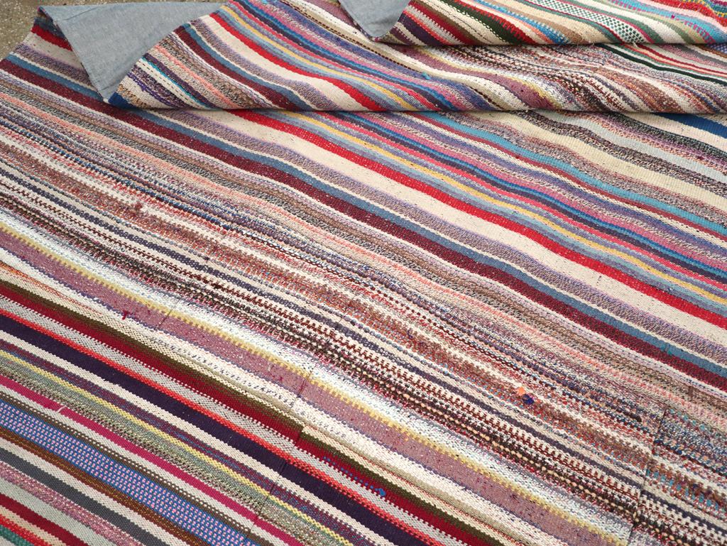 Vintage Turkish Flatweave Kilim Room Size Carpet For Sale 2