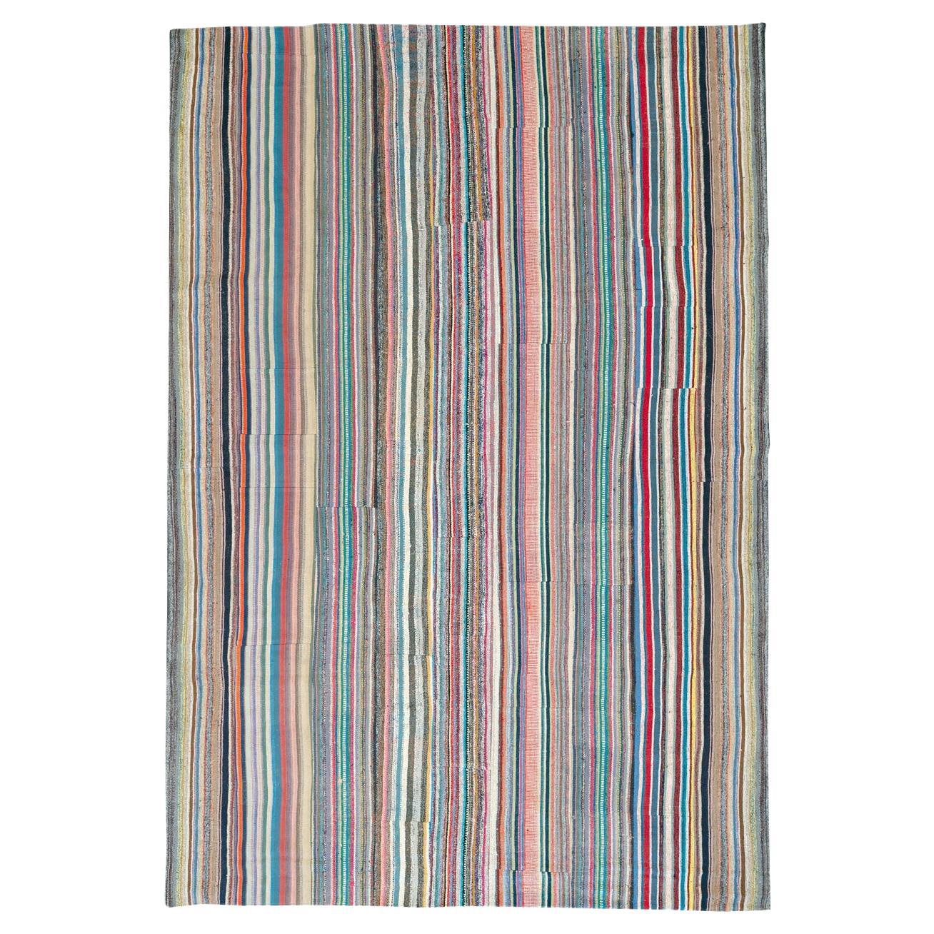Vintage Turkish Flatweave Kilim Room Size Carpet