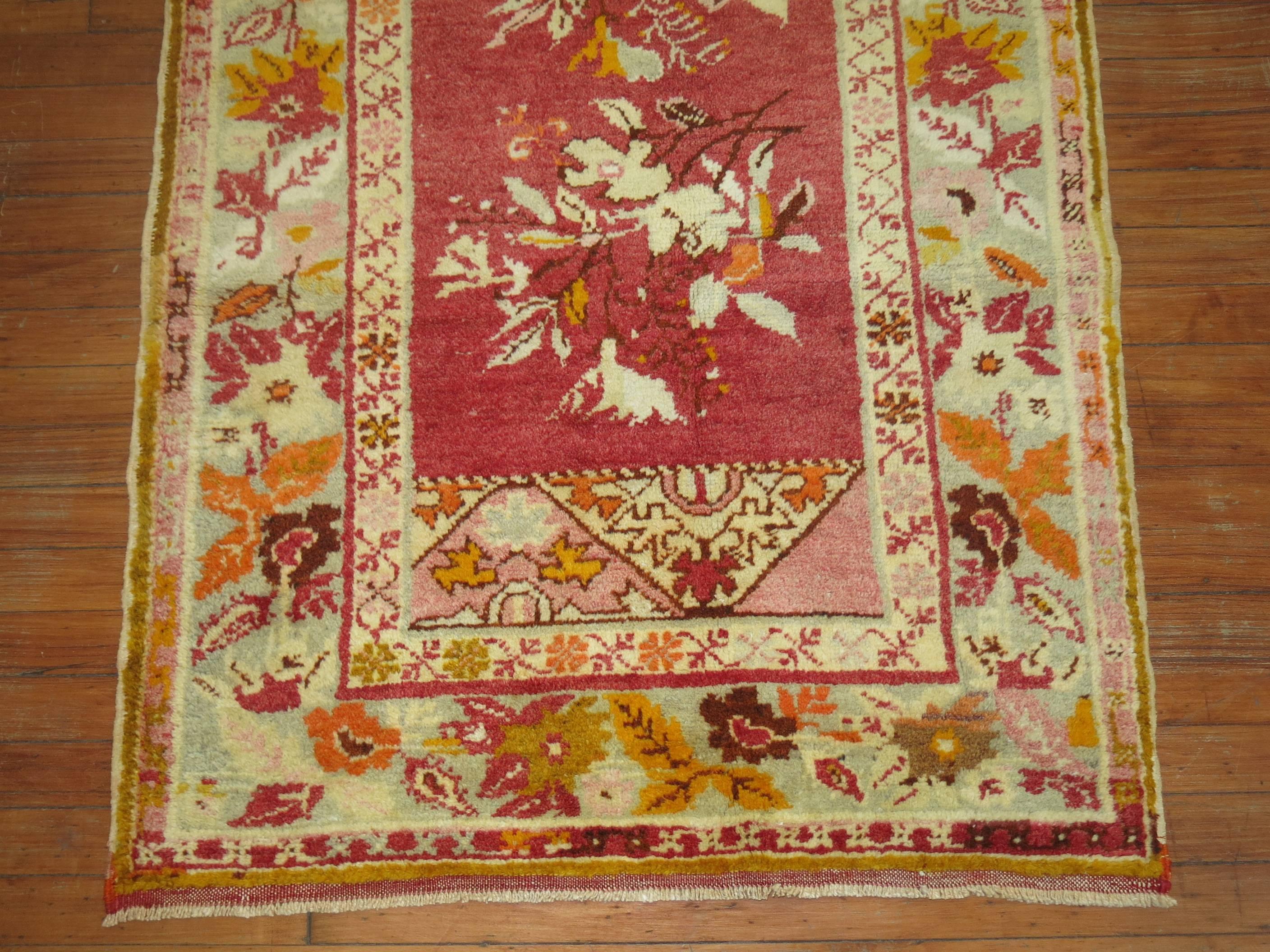 Baroque Vintage Turkish Floral Oushak Rug