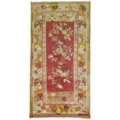 Vintage Turkish Floral Oushak Rug
