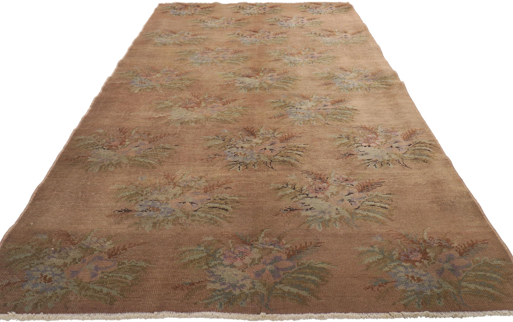 Oushak Vintage Turkish Floral Sivas Rug For Sale