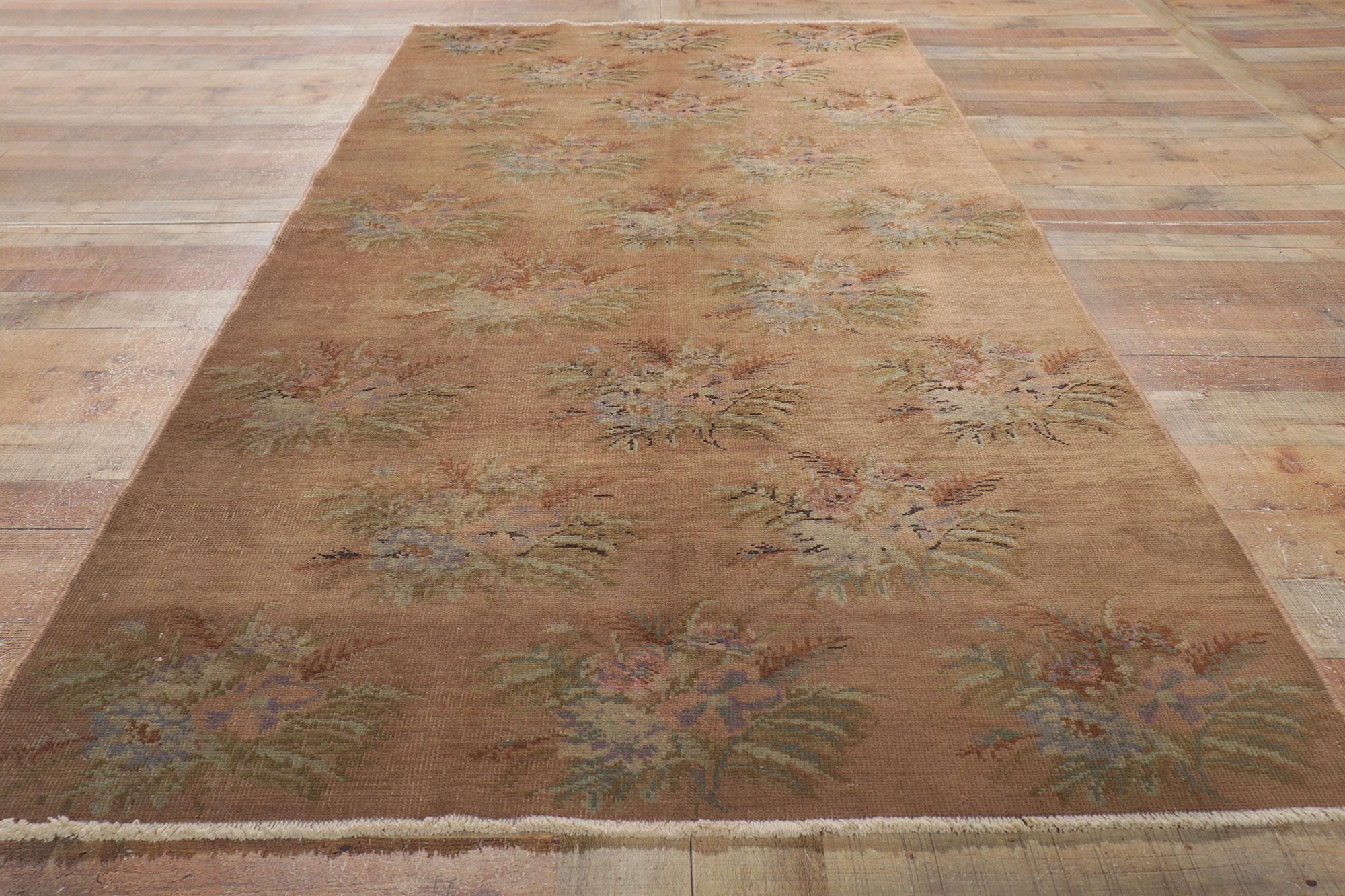 Laine Tapis turc vintage Sivas à fleurs en vente