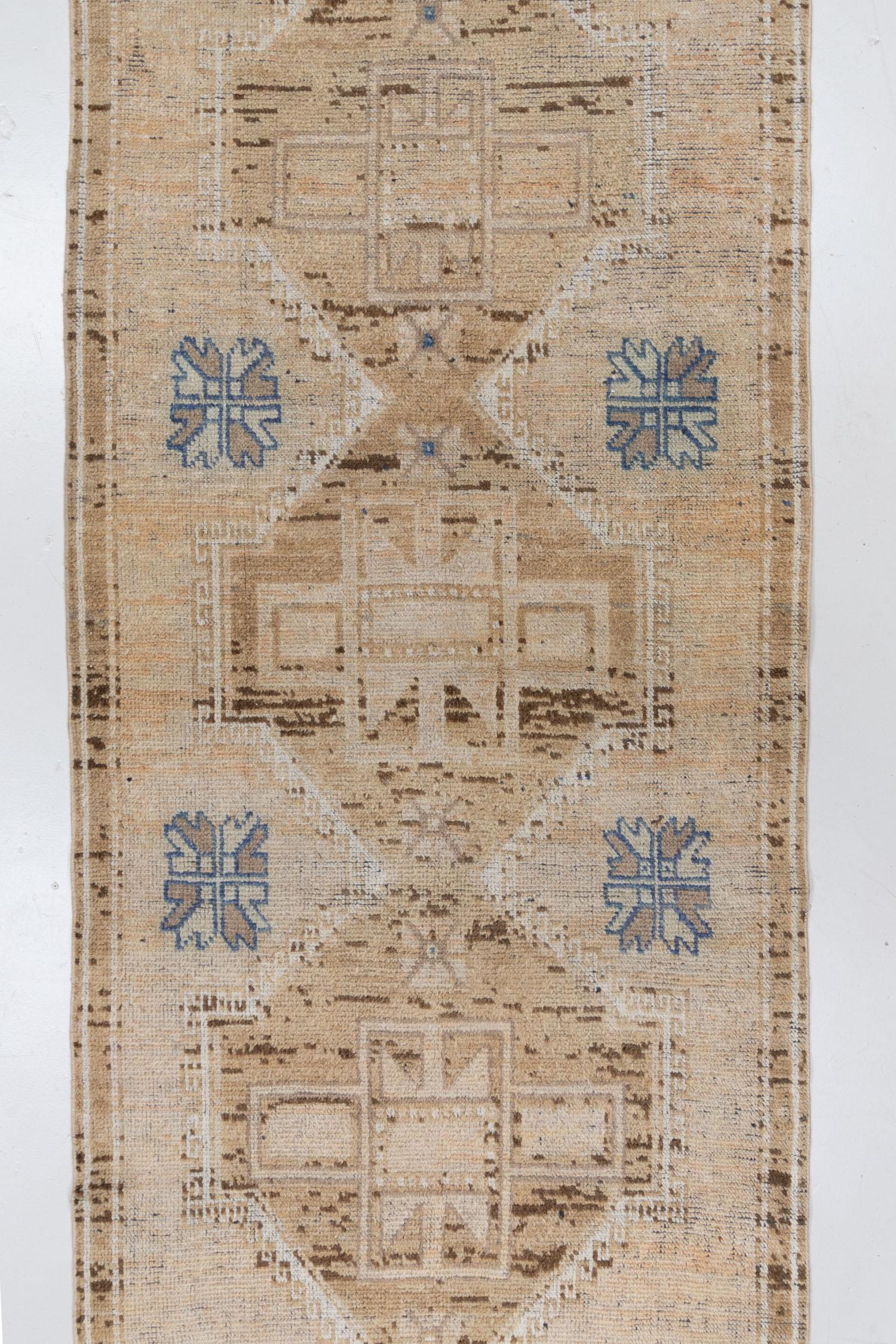 Hand-Knotted Vintage Turkish Gallery Rug For Sale