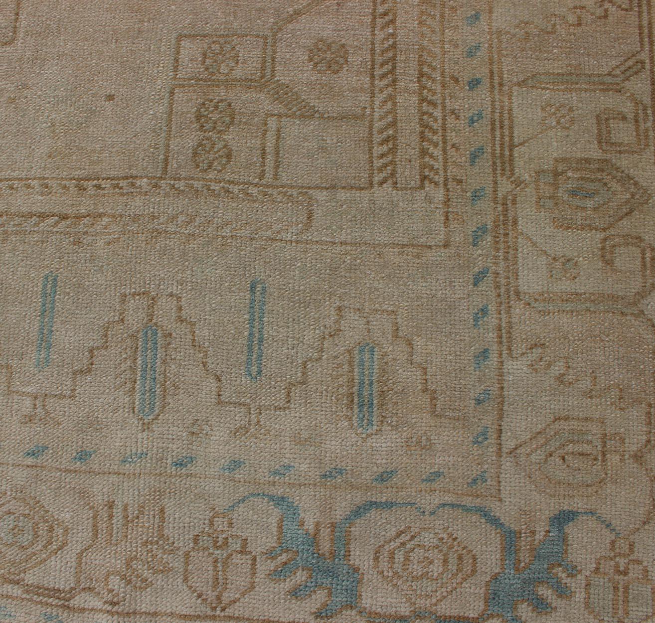 Vintage Turkish Gallery Rug in Earth Tones & Light Brown with Medallions  For Sale 2
