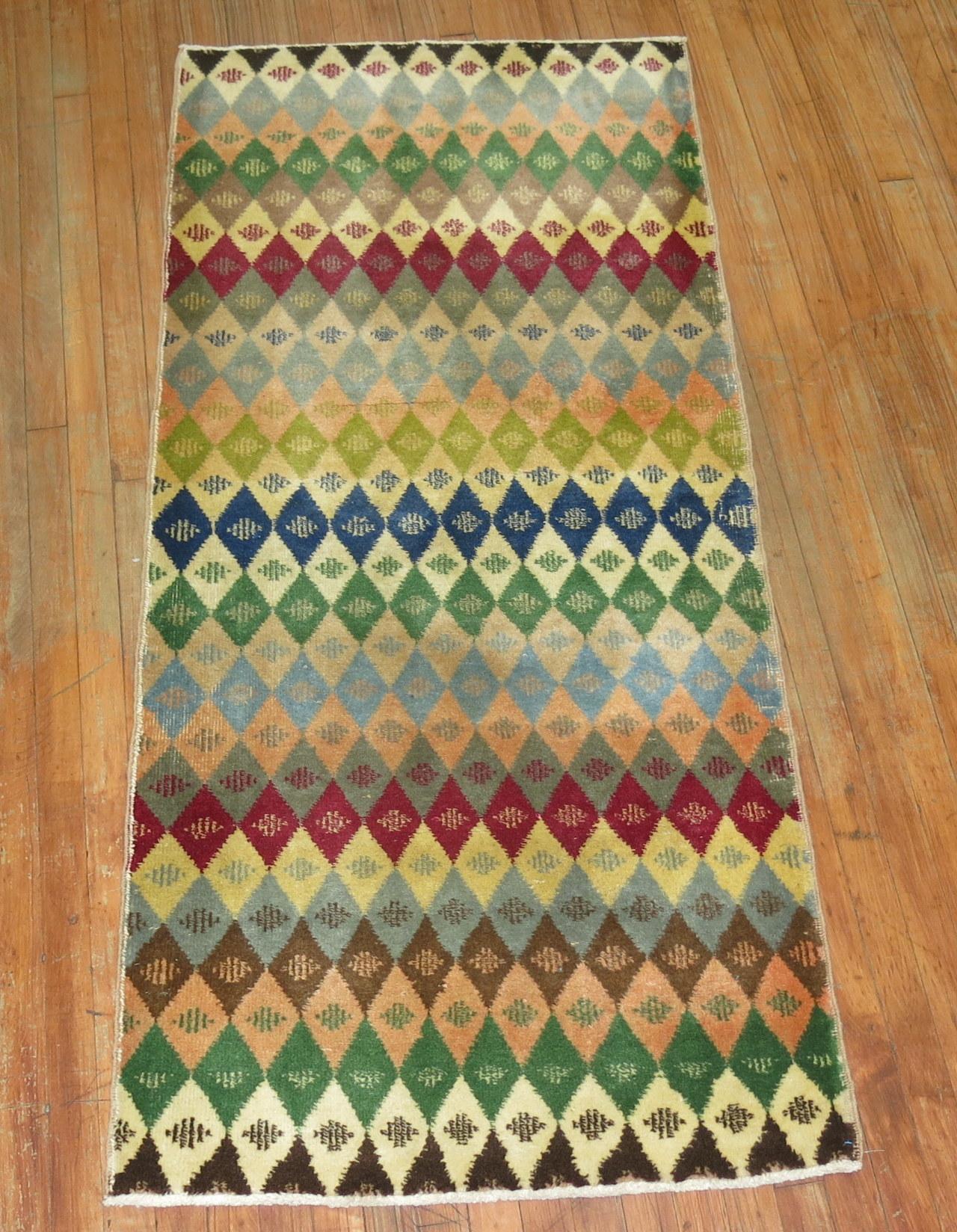 Vintage Turkish Geometric Anatolian Rug In Excellent Condition In New York, NY