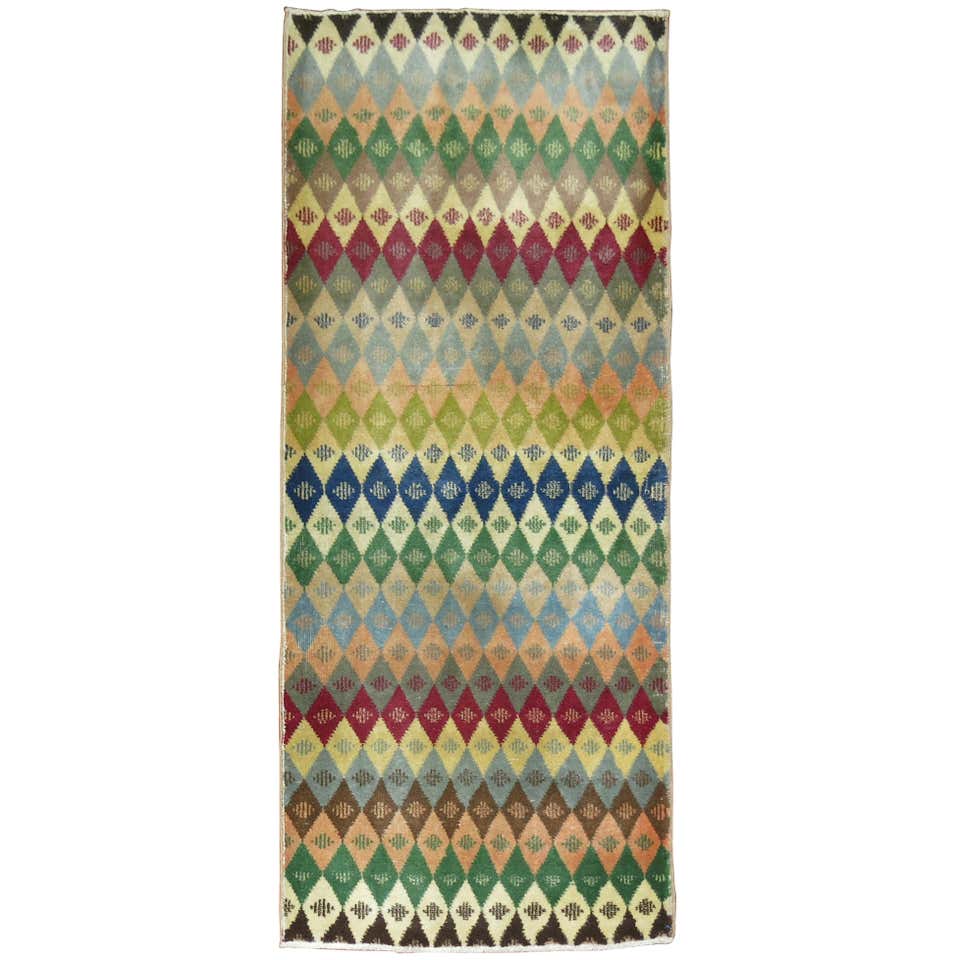 Vintage Turkish Geometric Anatolian Rug at 1stDibs