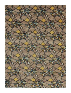 Vintage Turkish Geometric Rug in Beige with Polychromatic Pattern - Rug & Kilim