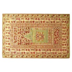 Tapis turc vintage Ghiordes Oriental, de petite taille avec médaillon central