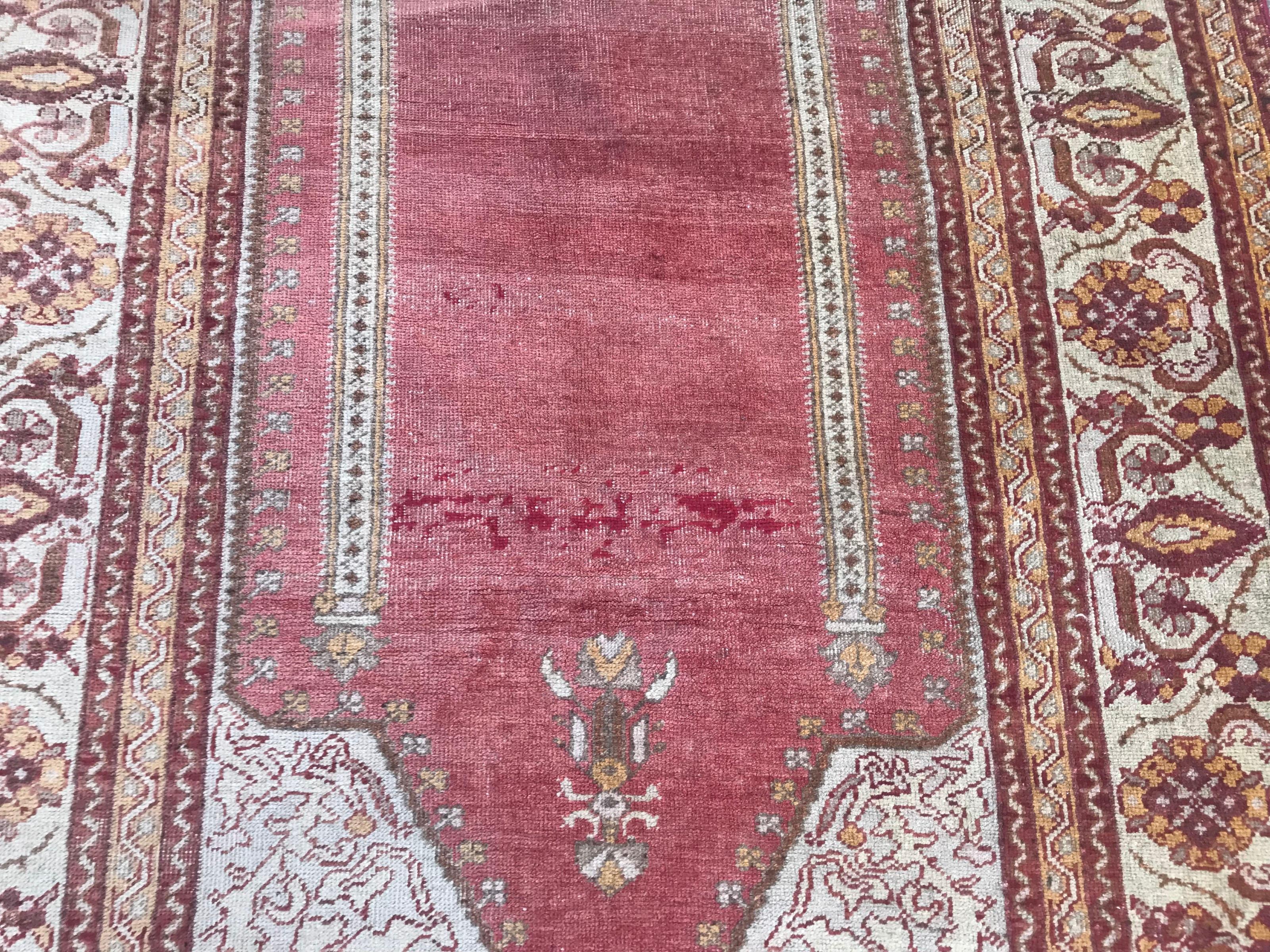Islamic Bobyrug’s Vintage Turkish Ghyordes Prayer Rug For Sale