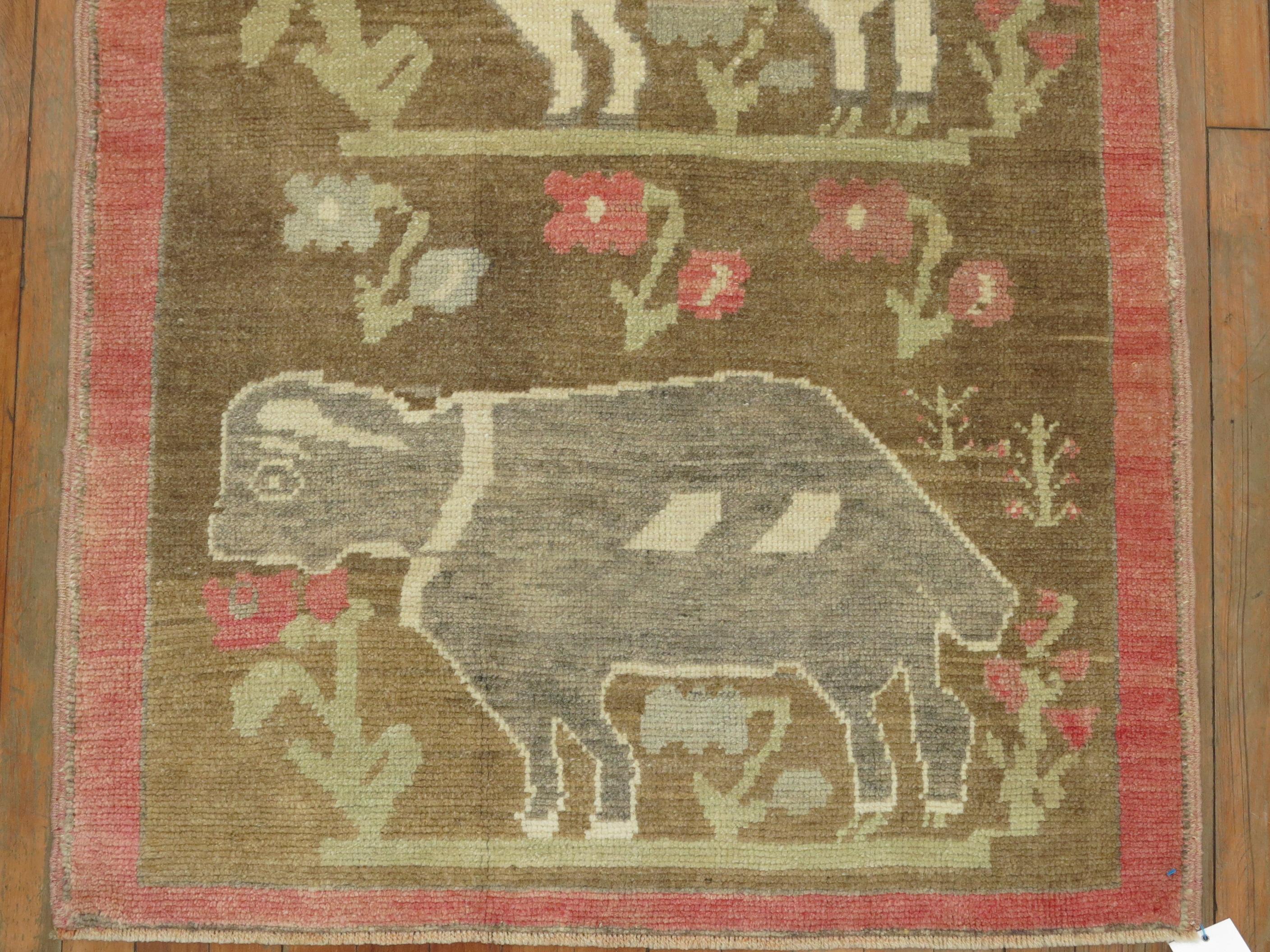 Wool Vintage Turkish Goat Sheep Runner