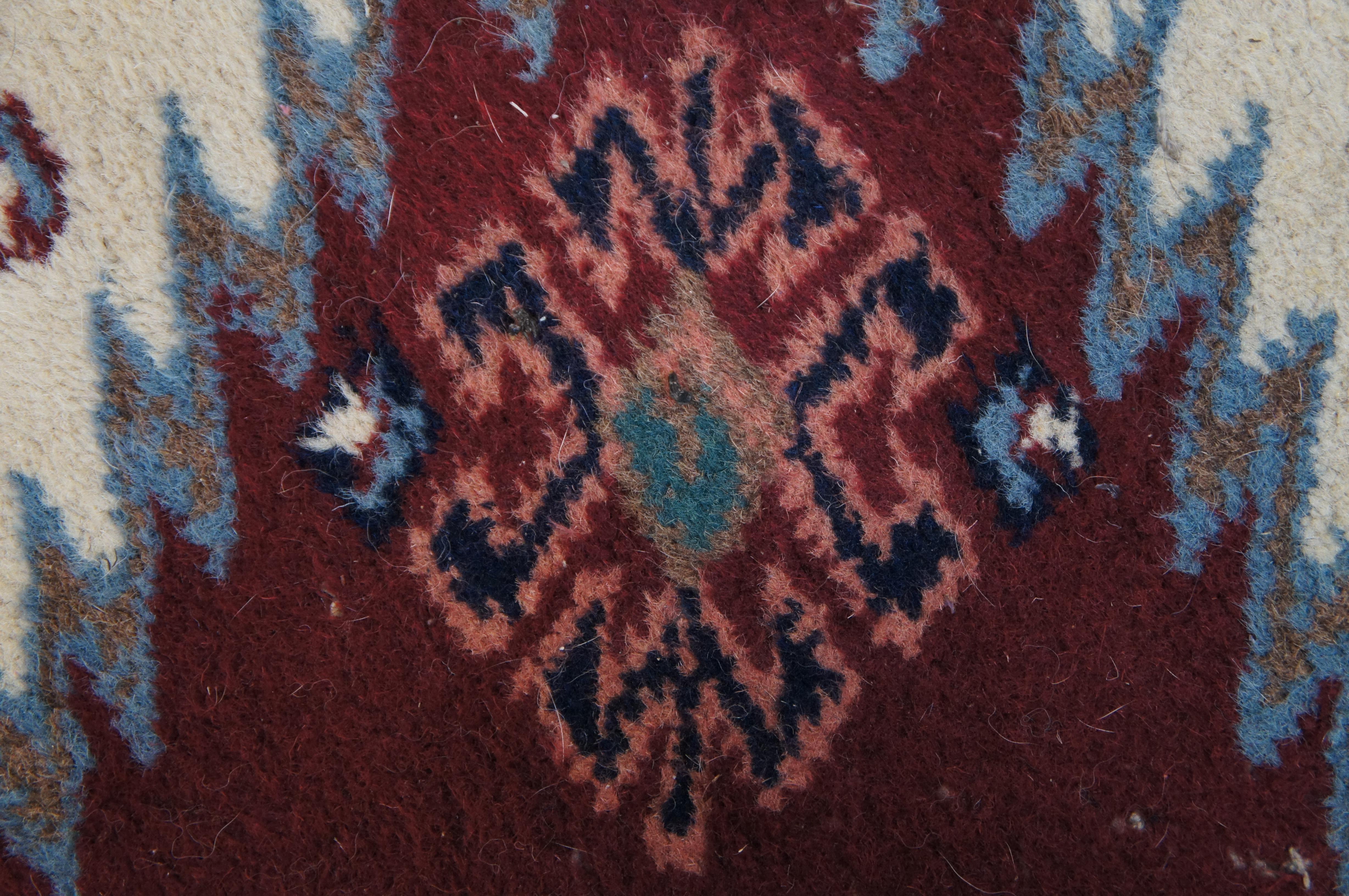 Vintage Turkish Hand Knotted Geometric Wool Area Rug Mat 2' x 5' For Sale 2