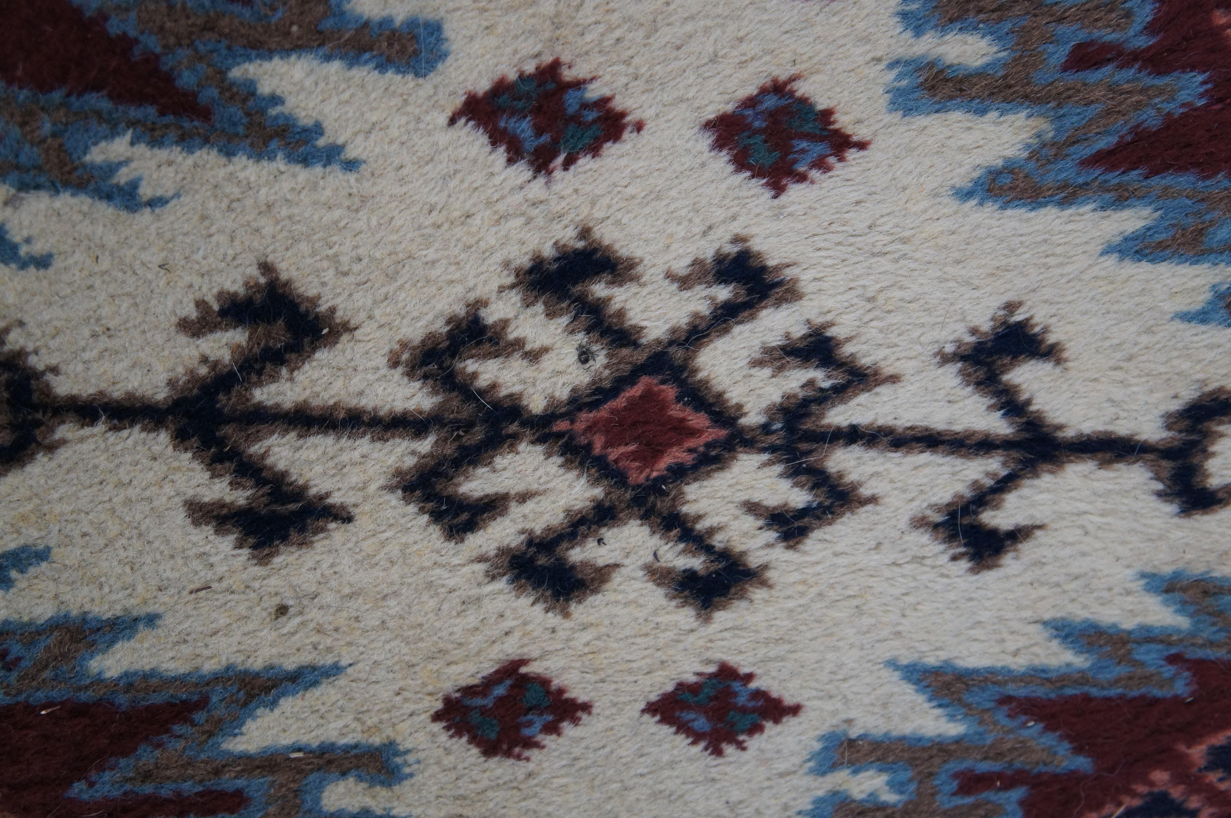 Vintage Turkish Hand Knotted Geometric Wool Area Rug Mat 2' x 5' For Sale 5