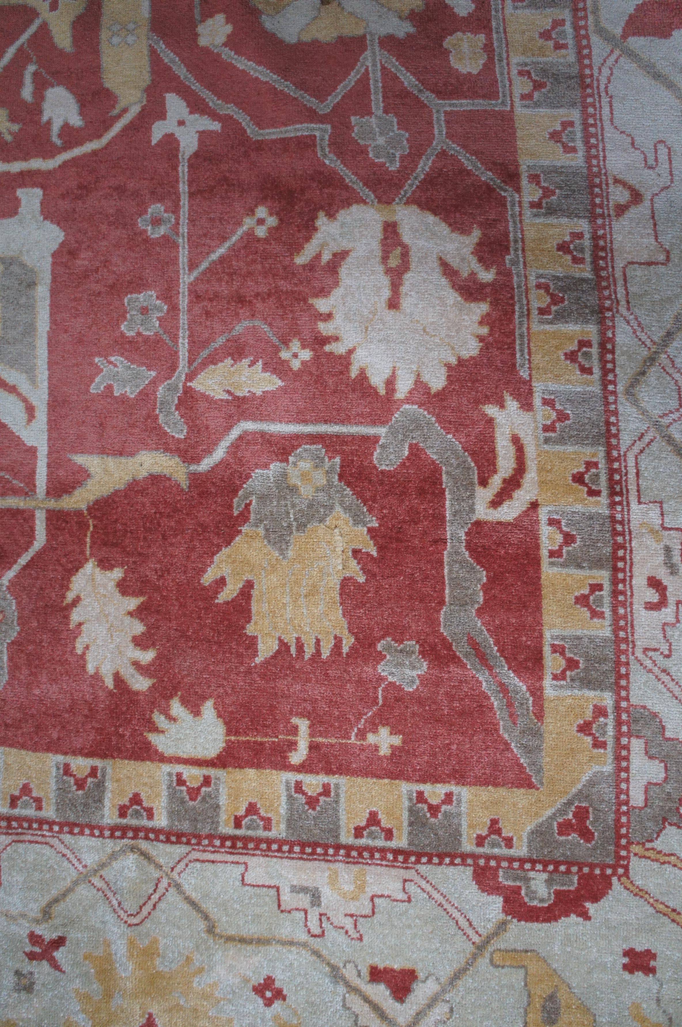 Tappeto vintage turco annodato a mano Oushak Geometric Palace Area Rug 12' x 16,5' in vendita 4