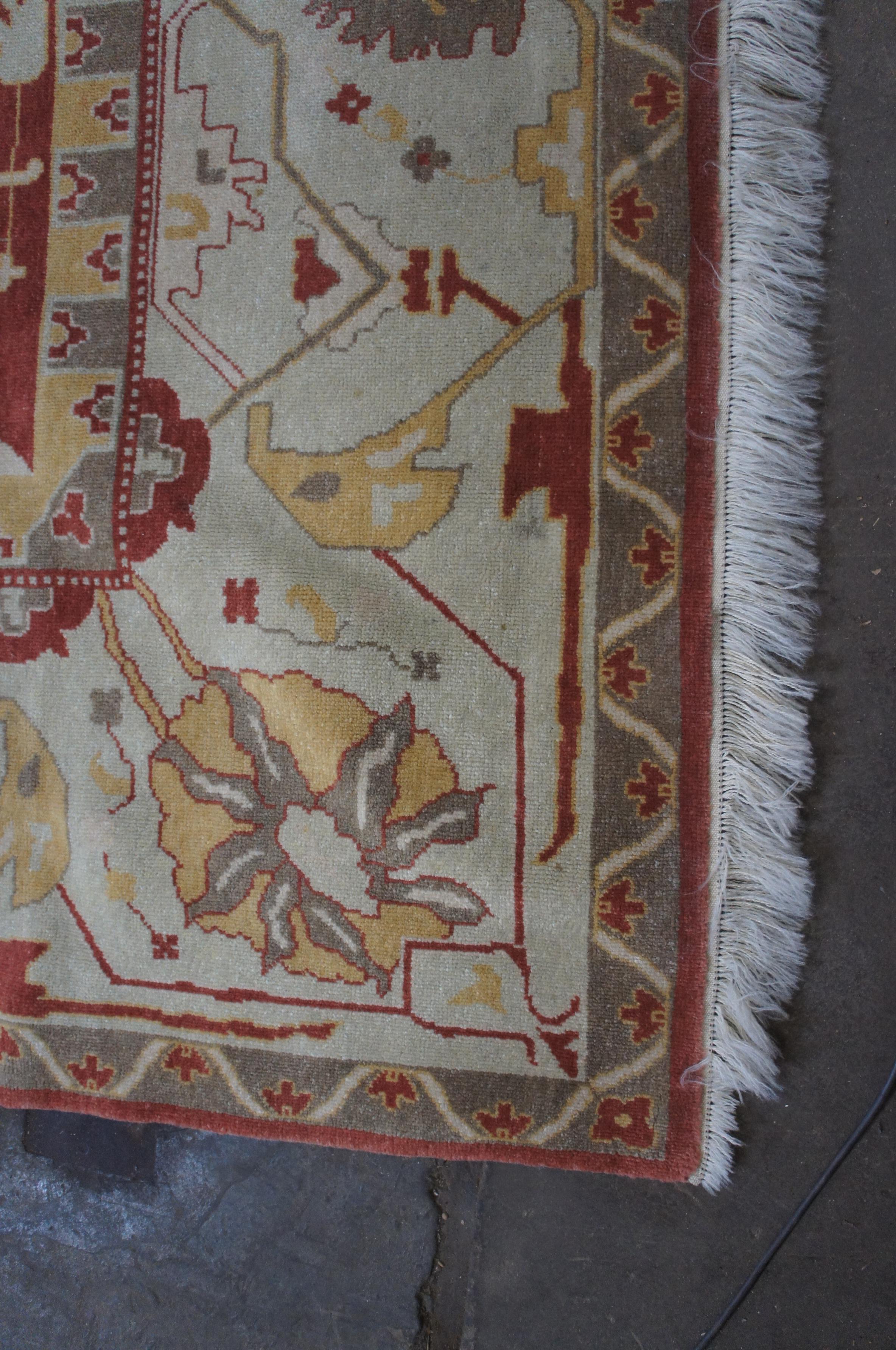 Tappeto vintage turco annodato a mano Oushak Geometric Palace Area Rug 12' x 16,5' in vendita 5