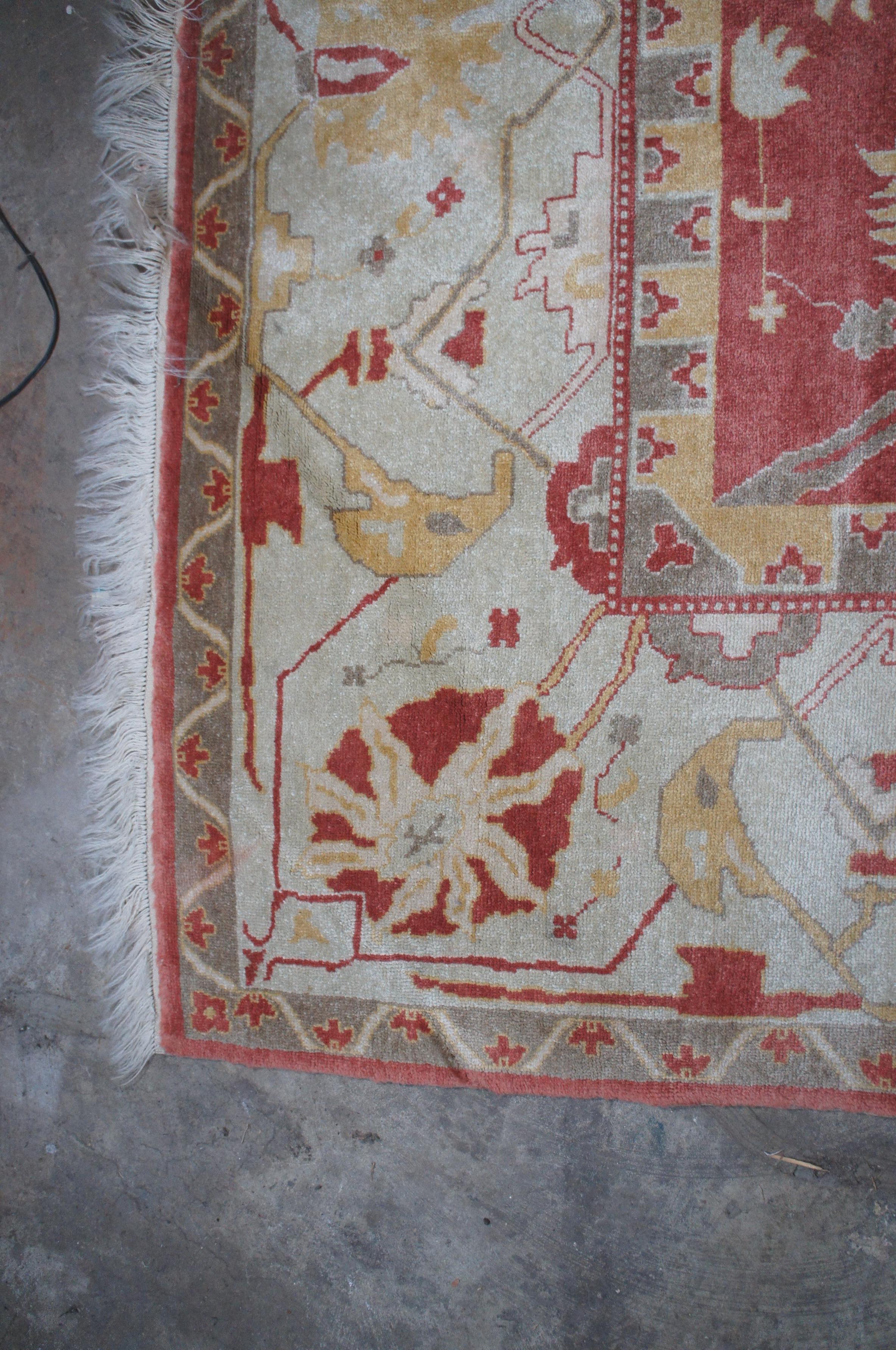 Tappeto vintage turco annodato a mano Oushak Geometric Palace Area Rug 12' x 16,5' in vendita 3