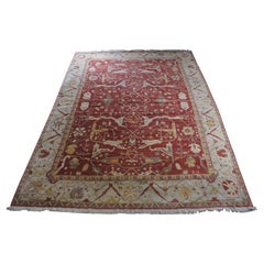 Vintage Turkish Hand Knotted Oushak Geometric Palace Area Rug Carpet 12' x 16.5'