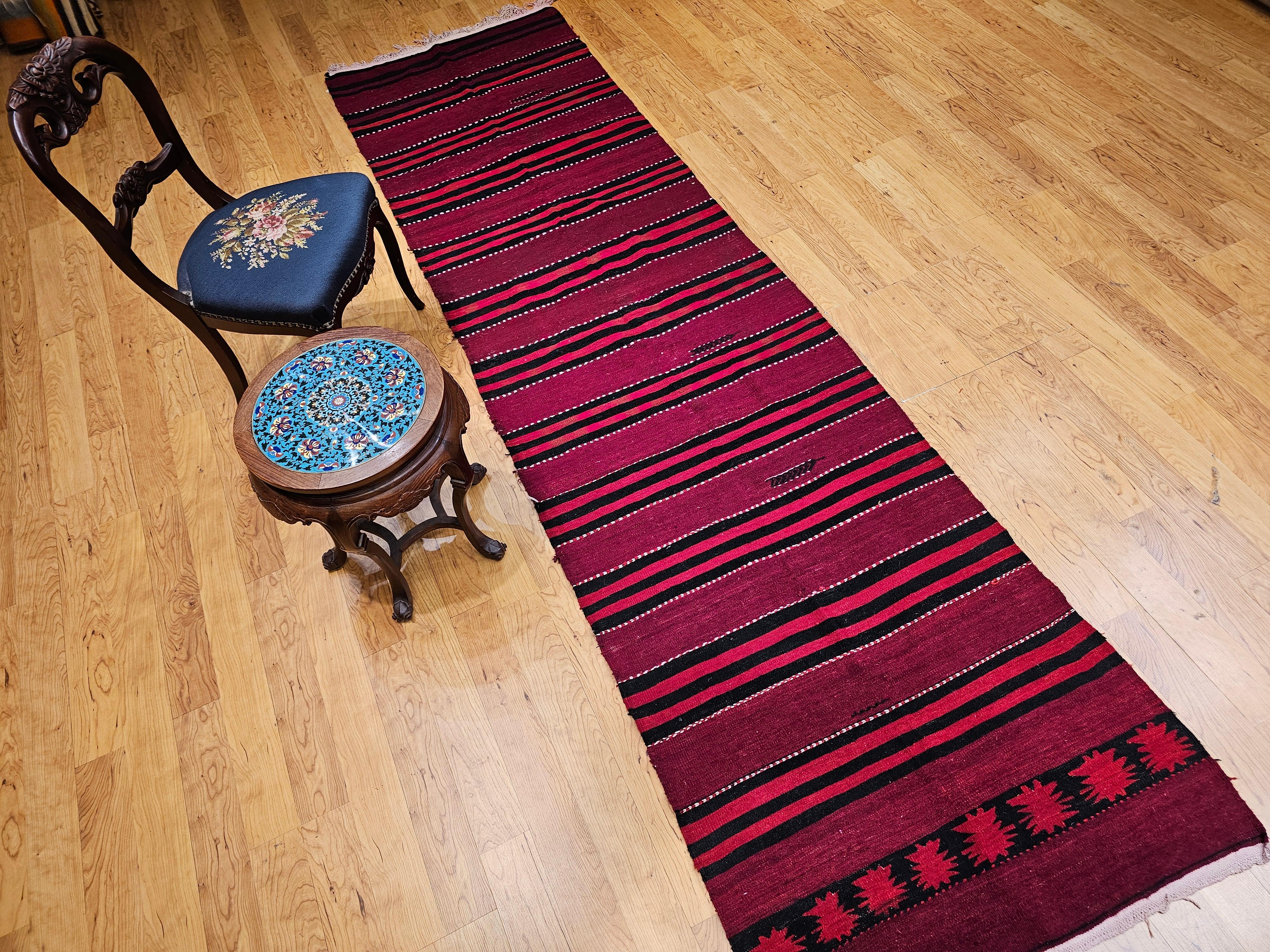 Vintage Turkish Hand Woven Kilim Runner For Sale 8