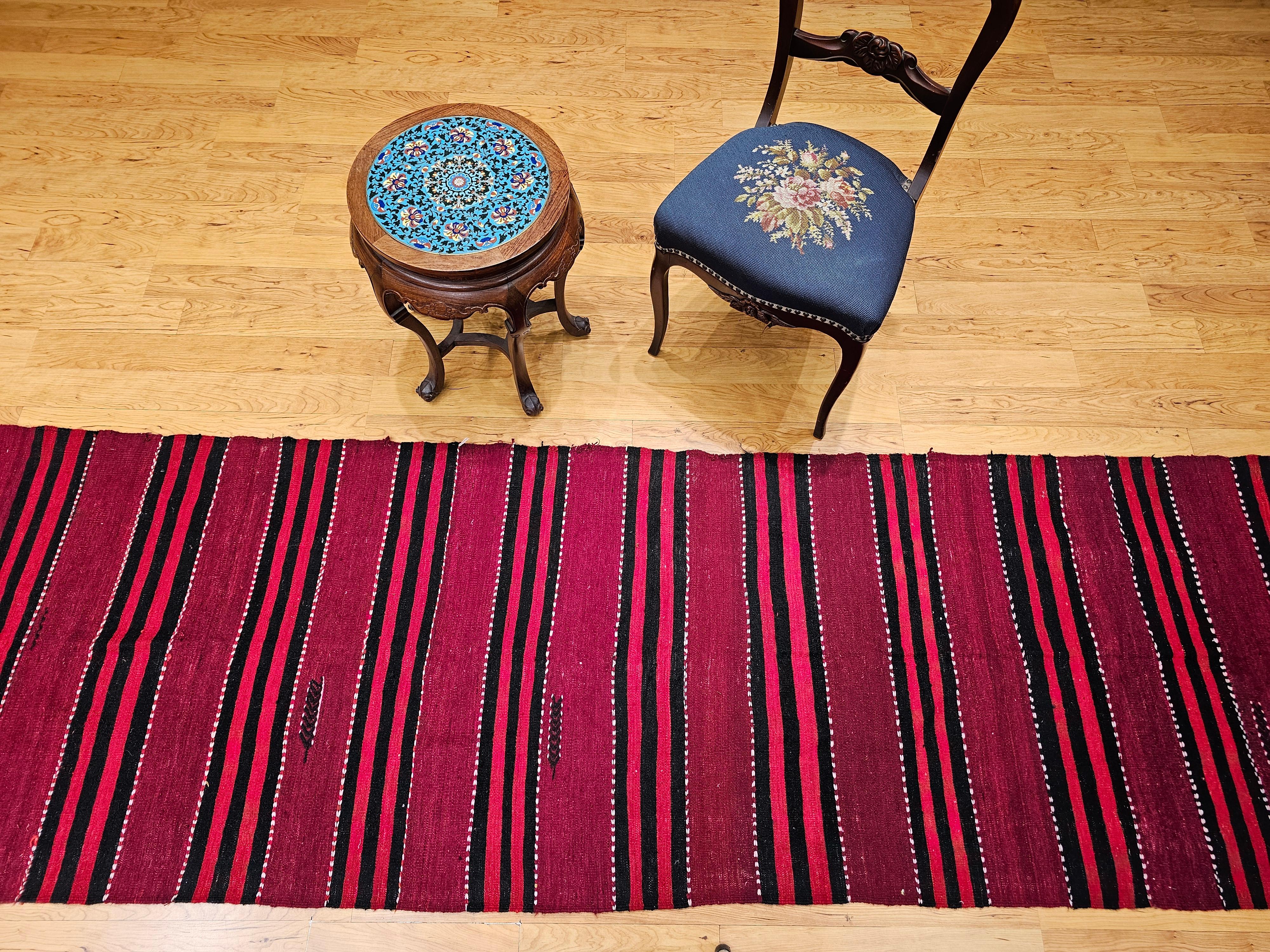 Vintage Turkish Hand Woven Kilim Runner For Sale 9