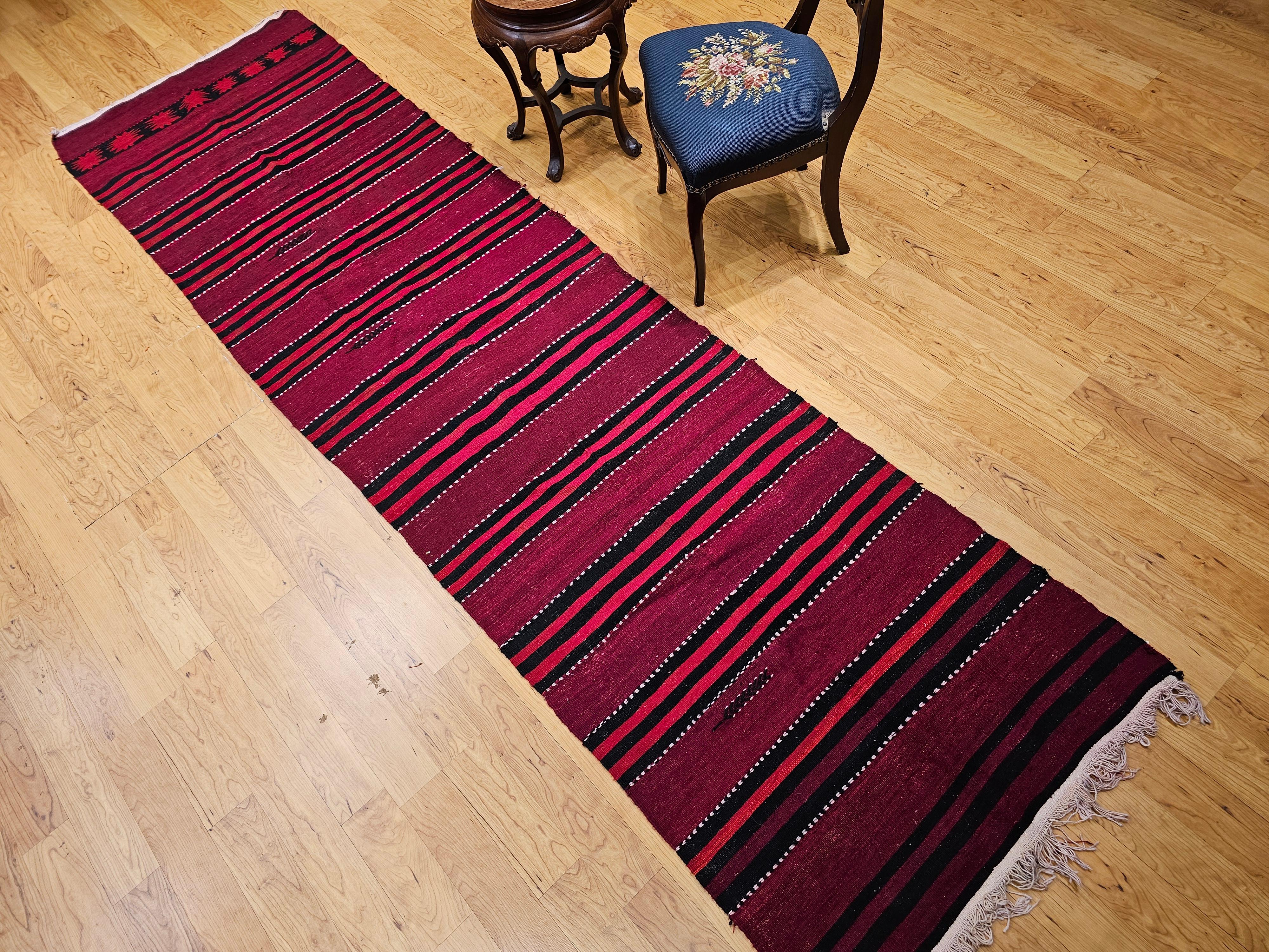 Vintage Turkish Hand Woven Kilim Runner For Sale 10