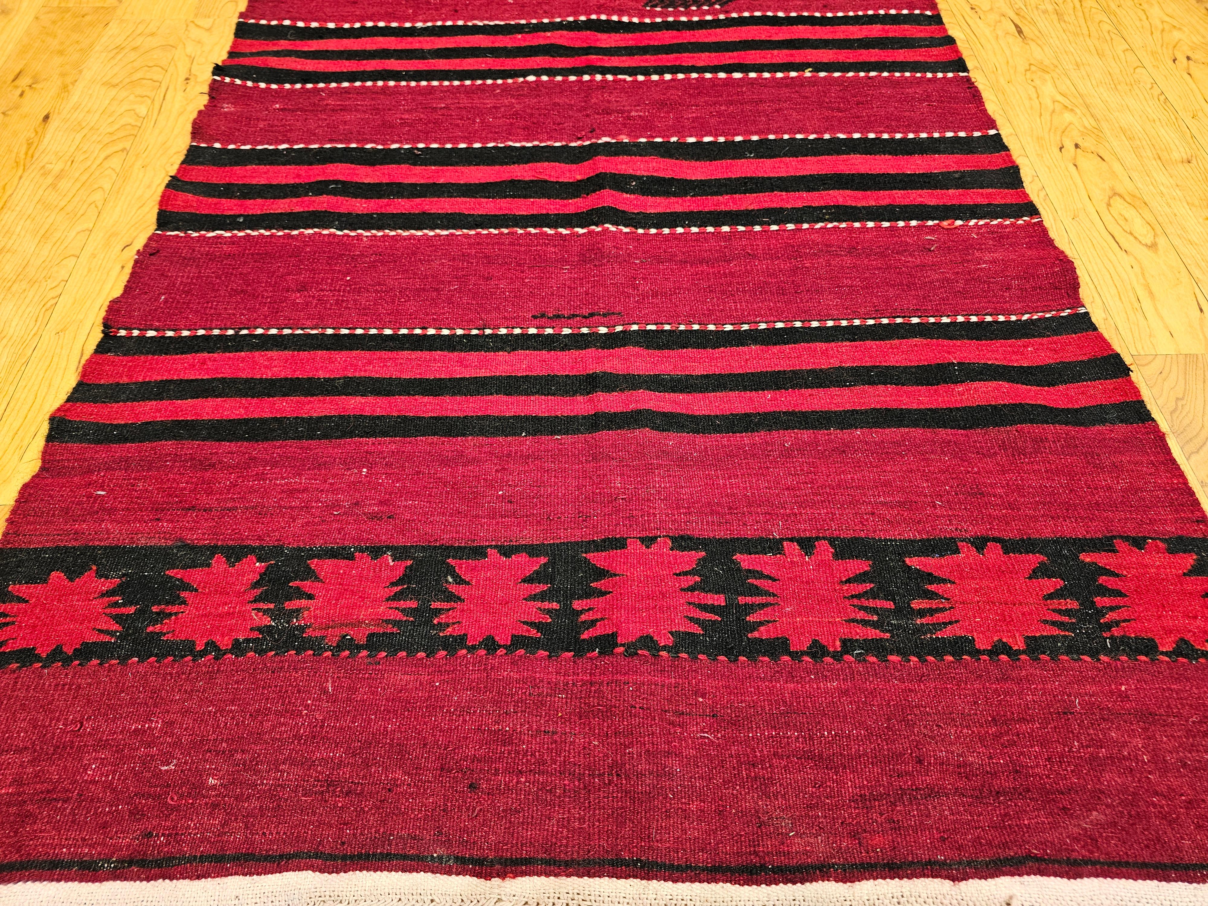 Wool Vintage Turkish Hand Woven Kilim Runner For Sale