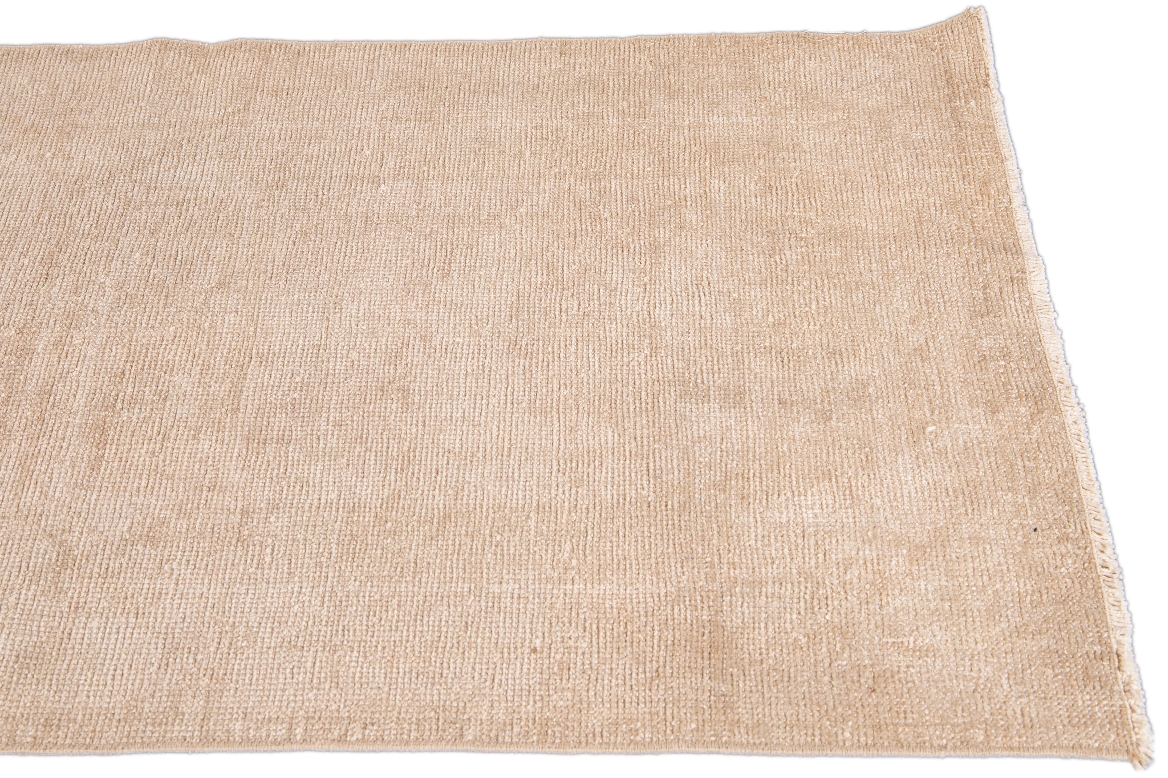 Mid-Century Modern Vintage Turkish Handmade Nude Tribal Wool Runner For Sale