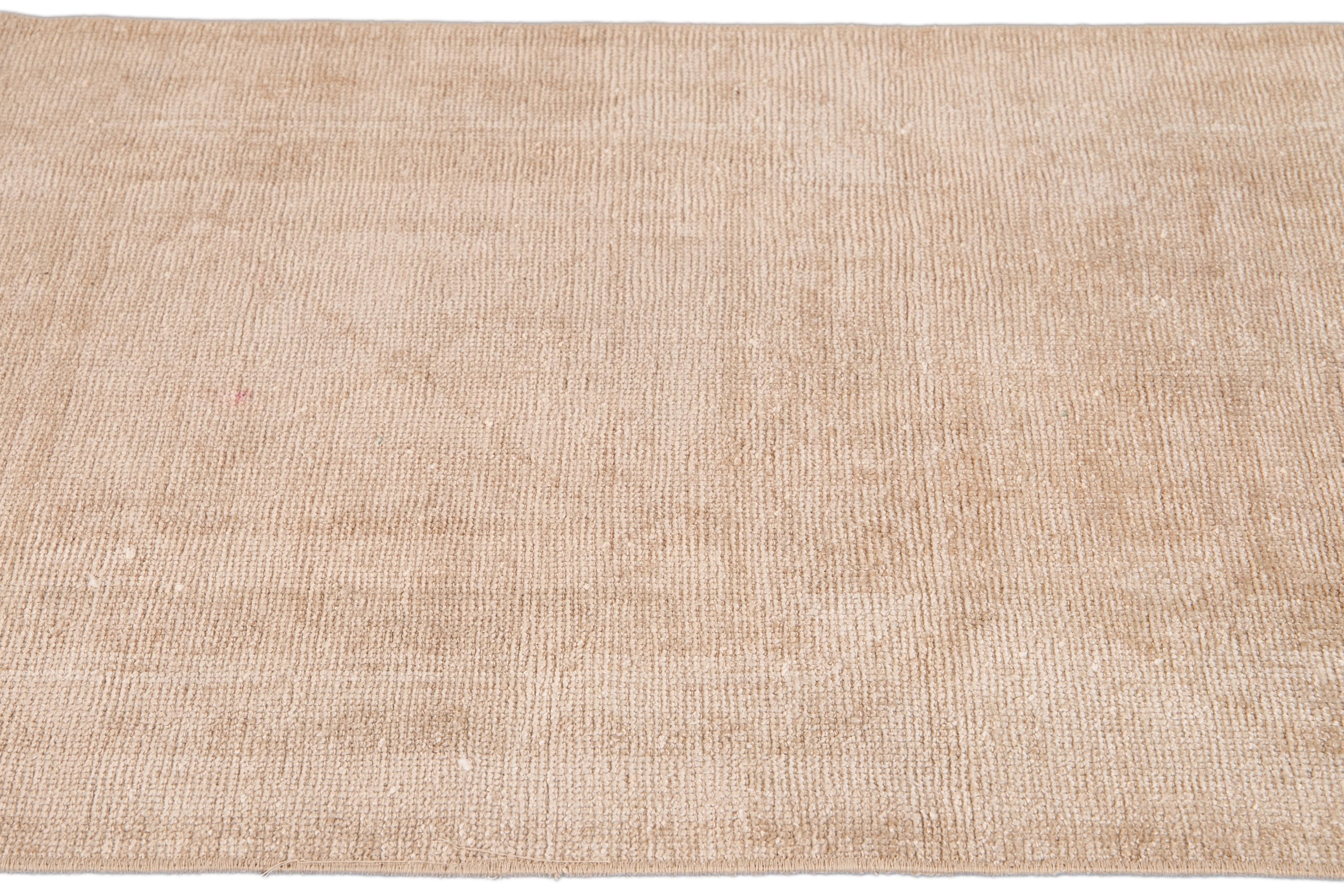 Vintage Turkish Handmade Nude Tribal Wool Runner In Distressed Condition For Sale In Norwalk, CT